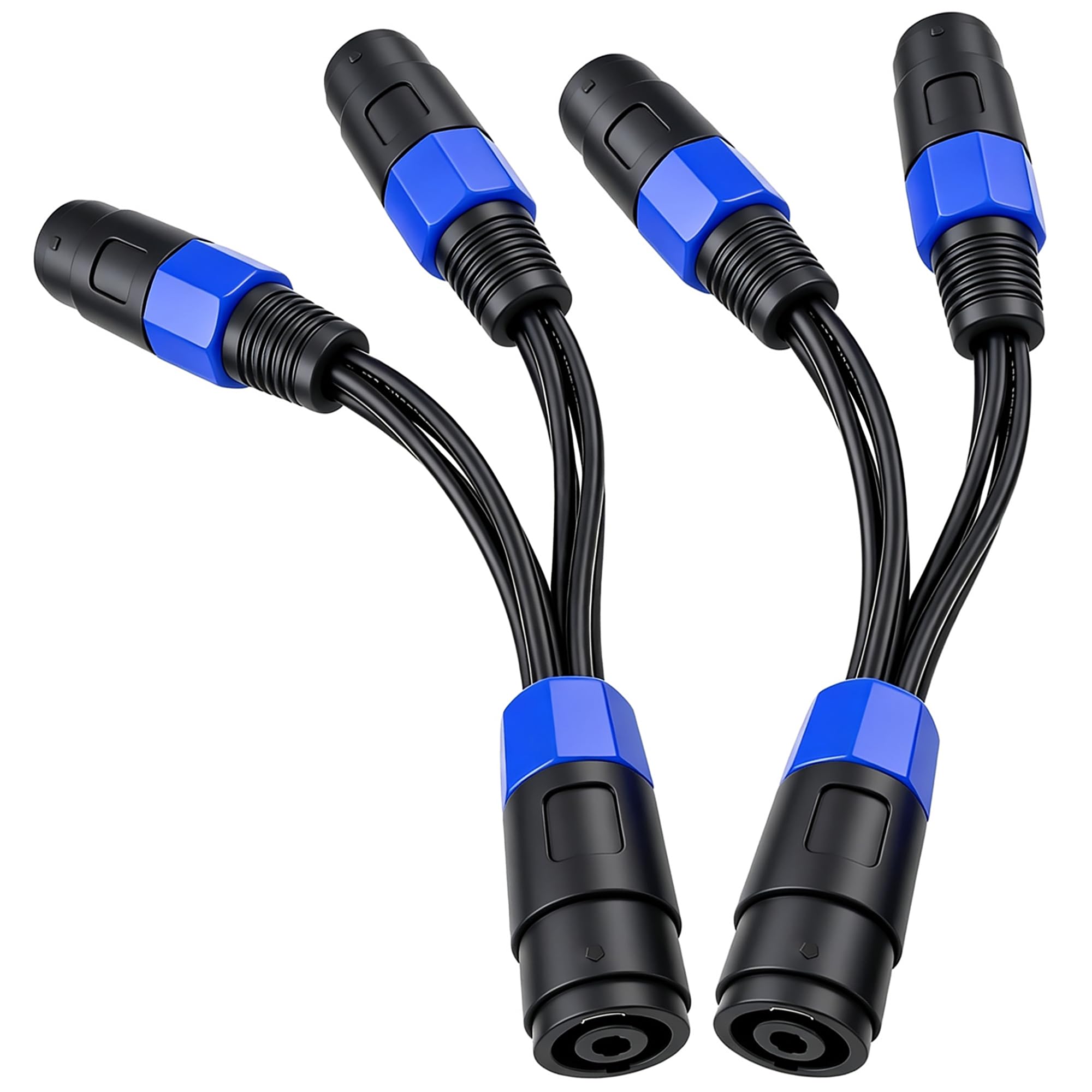 CNCESS Cavo splitter Speakon CESS-204 - Un ingresso NL4MP a due uscite NL4MP, 8 cavi 12AWG, massimo trasferimento del segnale e flessibilità, confezione da 2