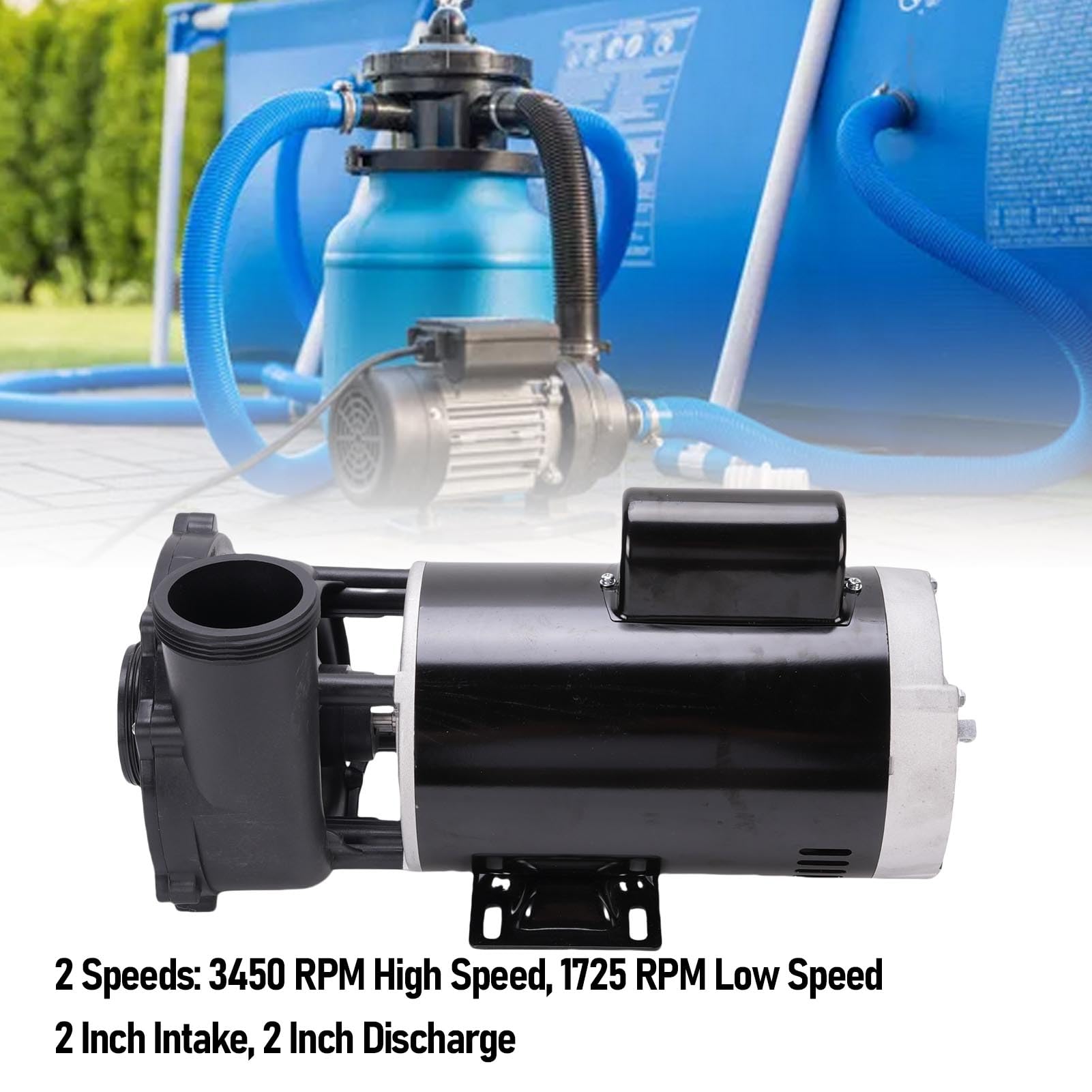 Bomba de Piscina, Extremo Húmedo Giratorio, bajo Nivel de Ruido, Bomba de Agua de 2 Velocidades, 3450 RPM, 1725 RPM, 3721621-1D para Centros de