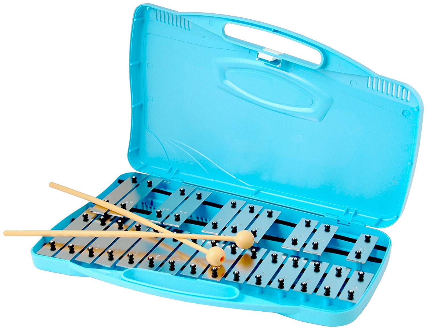 Glockenspiel Cromático AX25N2 - Metalófono de 25 Teclas de Aluminio Plateado con Estuche y Mazas - Ideal para Principiantes y Estudiantes