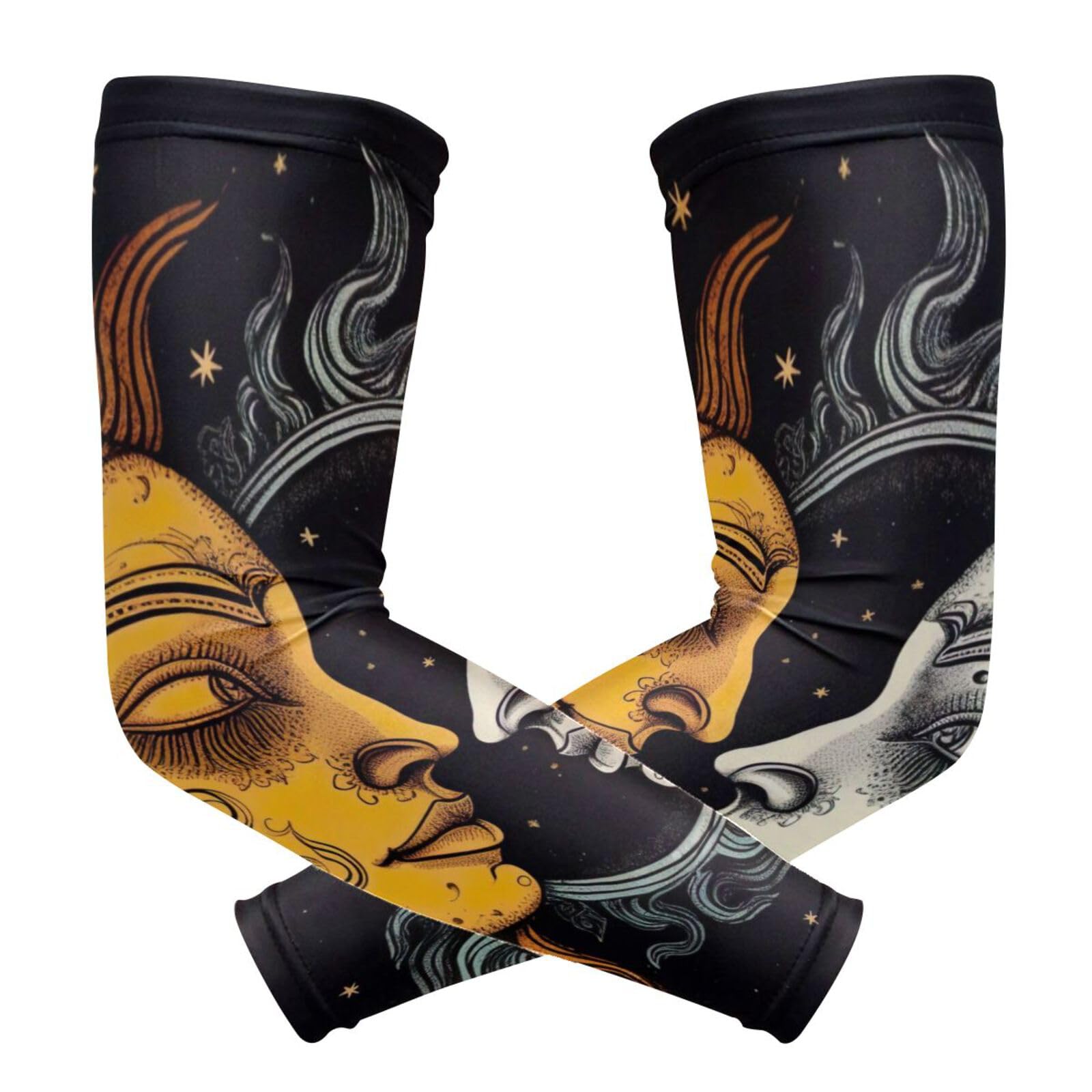 xigua Sun and Moon Arm Sleeves for Men and Women Compression Arm Sleeves for UV Sun Protection & Tattoo Cover Up, Great for Sports