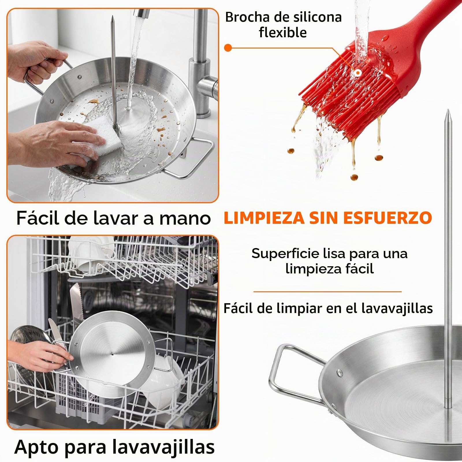Soporte Vertical para Kebab con Bandeja de Acero Inoxidable de 25 cm, Asador para Pollo con 5 Pinchos Extraíbles y 2 Brochas de Silicona, para Shawarma, Gyros, Carne, Pollo, BBQ y Horno