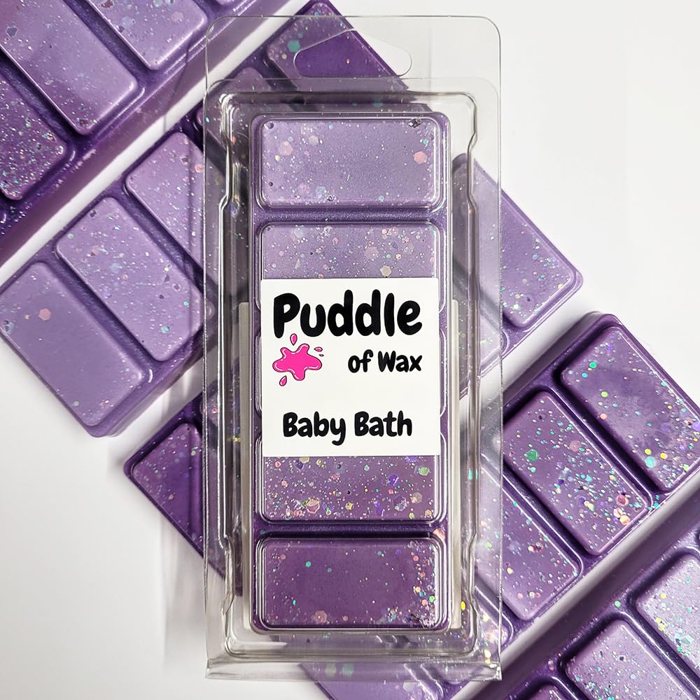 Puddle of Wax - Baby Bath Soy Wax Melt Snap Bar - 50g - Calm & Relaxing Scent - Vegan Friendly - Made in the UK