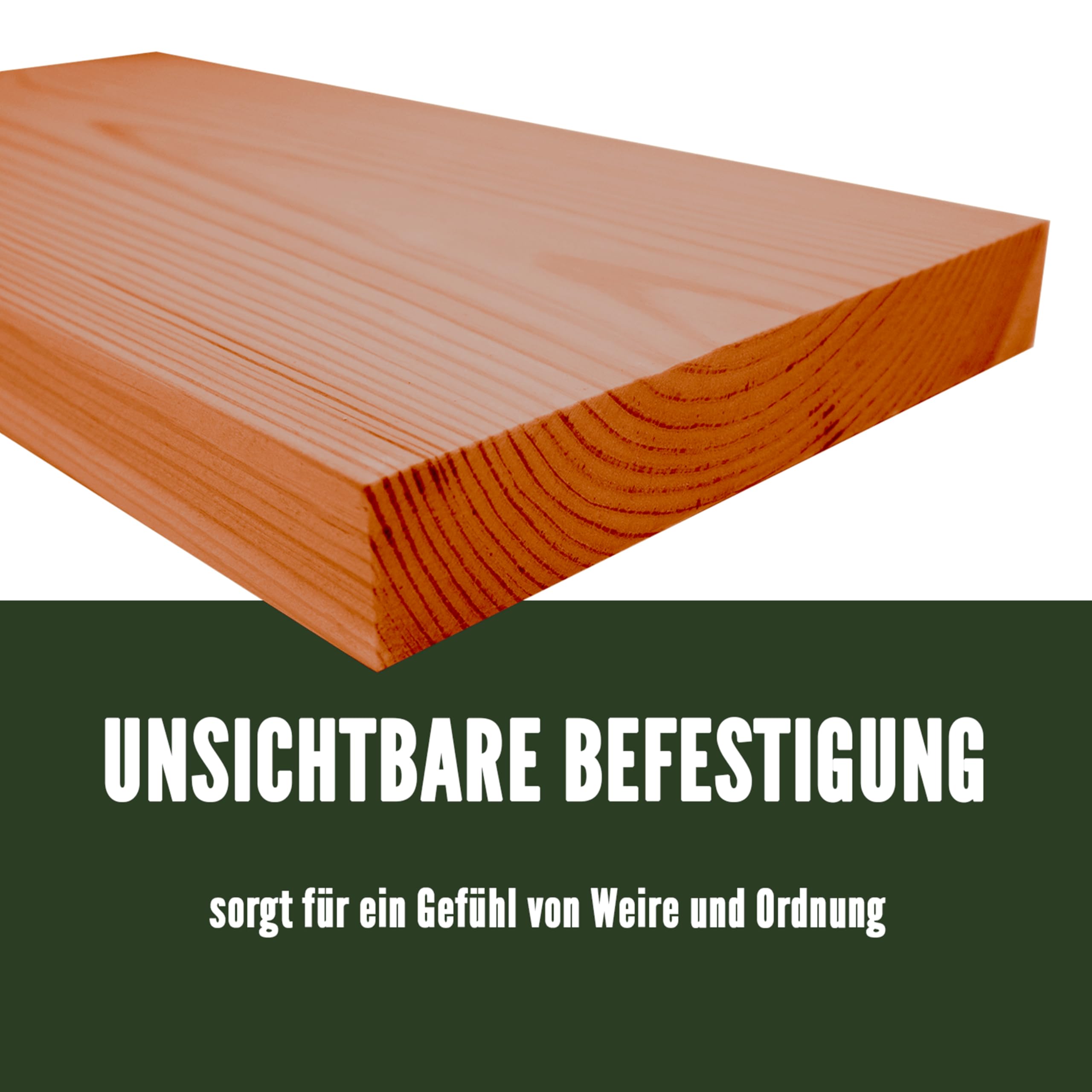 100x20x3,3 cm Massivholz Handgemacht Schweberegal - Wandregal Holz Einfach zu Montieren - Montagematerial im Lieferumfang - Belastbar und stabil Mahagoni