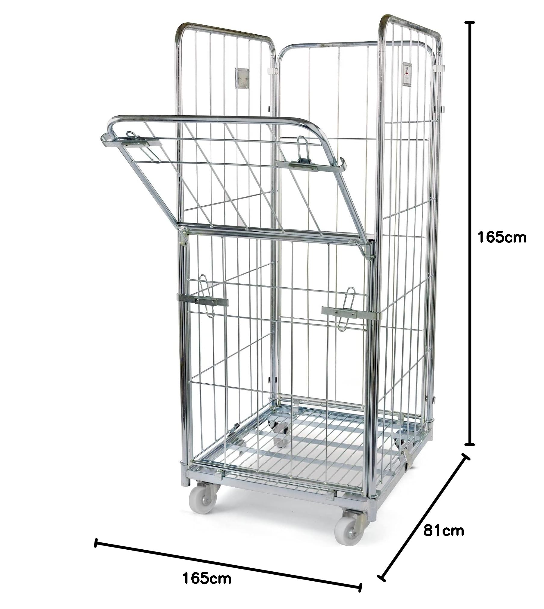Roll conteneur 4 côtés et 1/2 Porte Rabattable - 72 x 81 x 165cm PROVOST