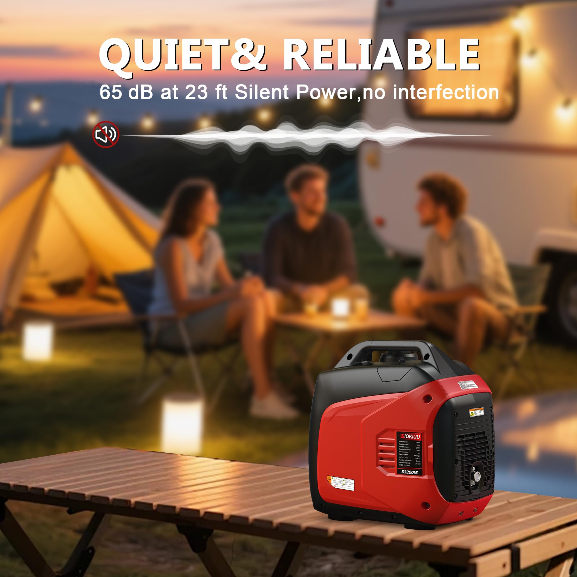 Przenośny generator 3200 W, super cichy generator inwerterowy, ultralekki, do użytku w domu, na zewnątrz, kemping, ochrona czujnika CO, EPA, tryb ECO