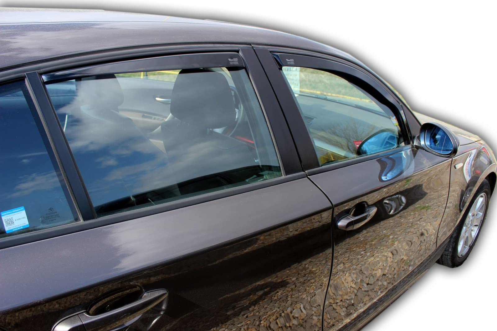 J&J AUTOMOTIVE Windabweiser passend für BMW 1 Series E87 5-Türer 2004-2012 4tlg, Heko Regenabweiser Vorne Hinten Getönt Dunkel Passform