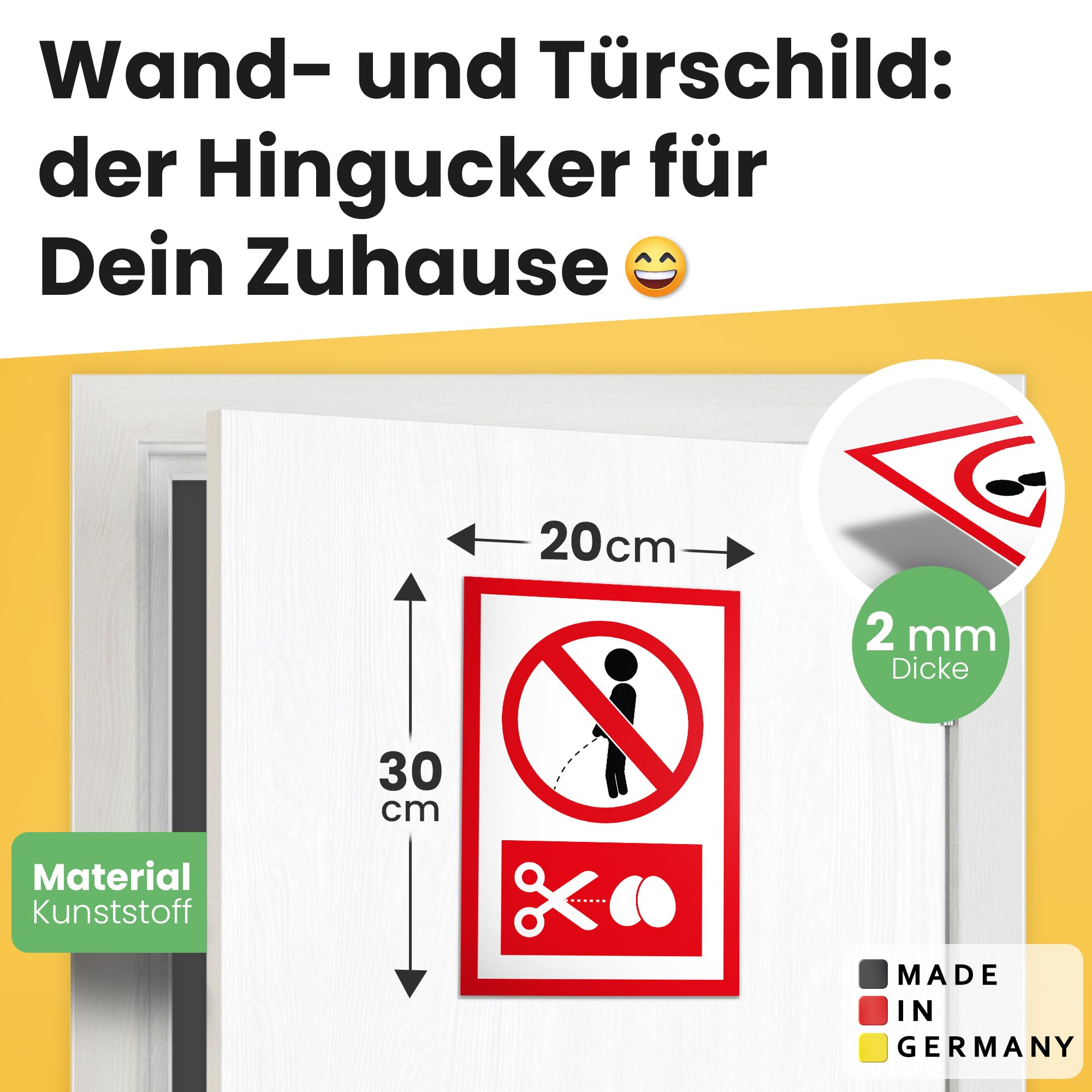DankeDir! Cartello Vietato Pipì 20 x 30 cm - Targa per Porta Divertente Qui Non Urinare - Divieto di Pipì da Giardino