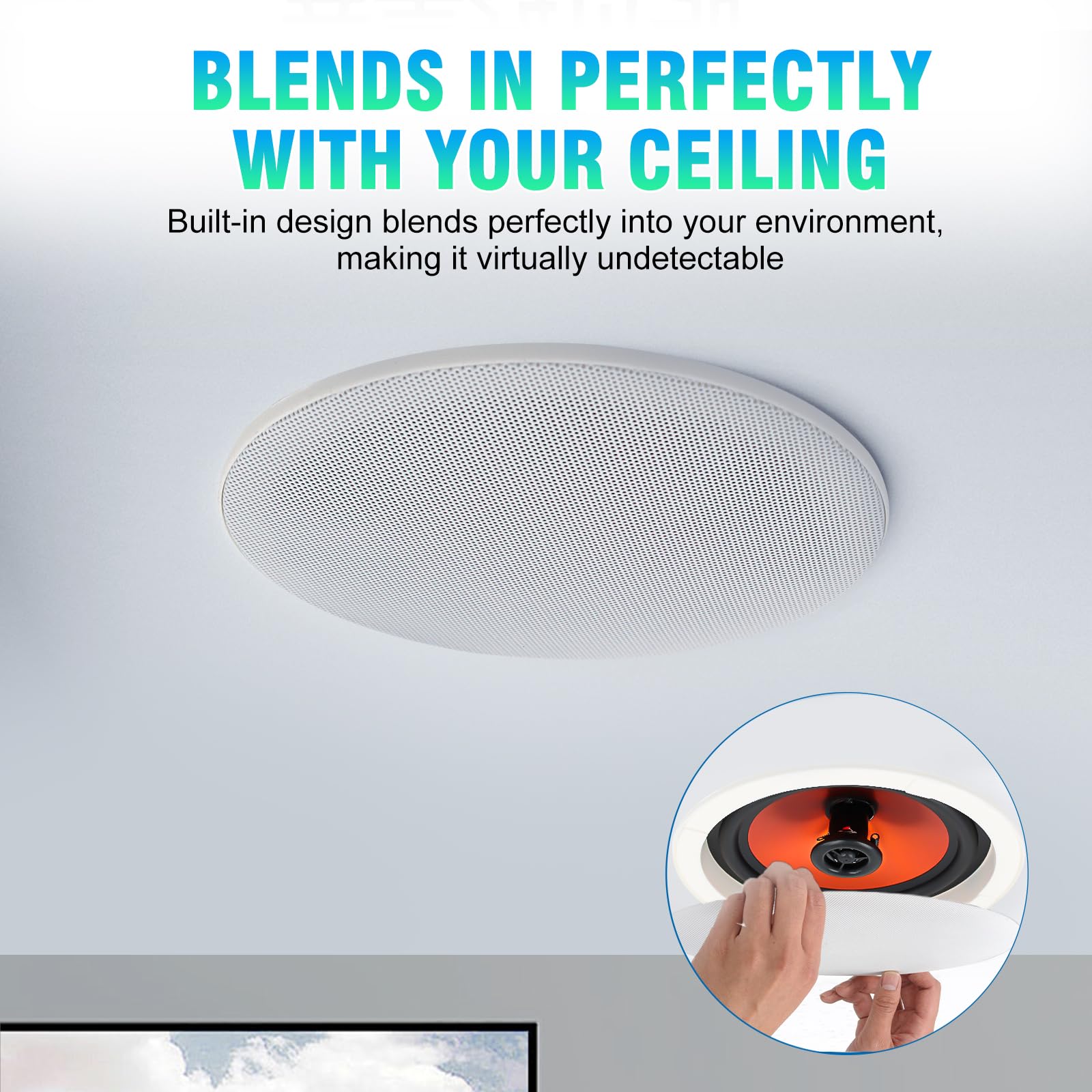 STUDIOFINIX Altoparlante da soffitto passivo 10,2 cm, potenza massima di uscita 240 W, perfetto per un suono chiaro in soggiorno, ufficio, cucina, cantina e terrazza coperta (2 altoparlanti)