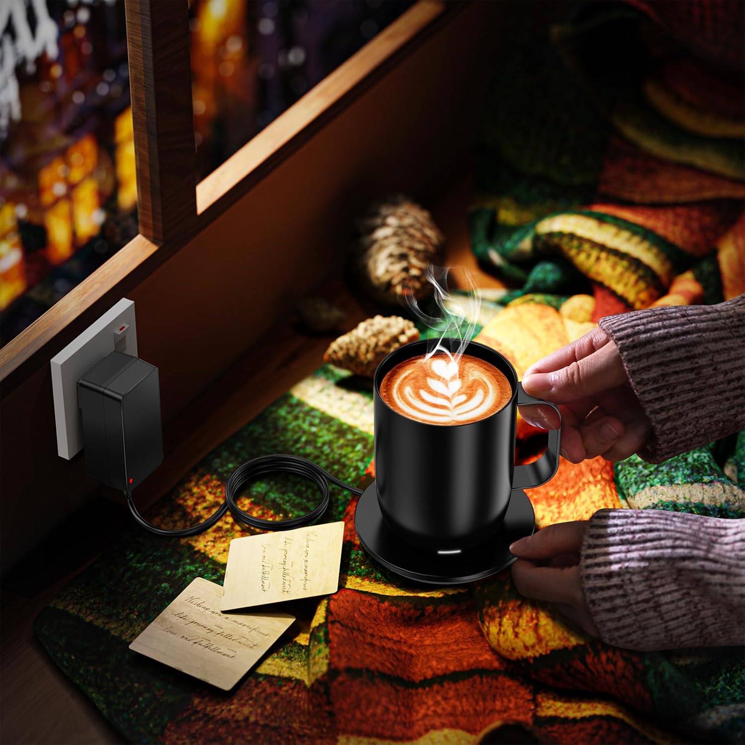 Charging Coaster 2 Compatible with Temperature Control Smart Mug 2 and 1 - Mug Power Cord - Charger Dock Base for Wireless Warmer Cup Accessories - Black