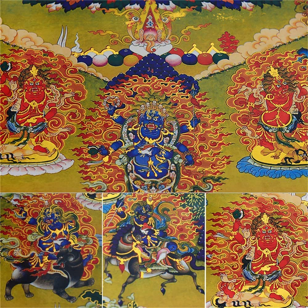 YTBHSHXZ Tibetische Thangkas, Hayagriva, buddhistischer Thangka-Brokat(Red,Medium(62cm*47cm))