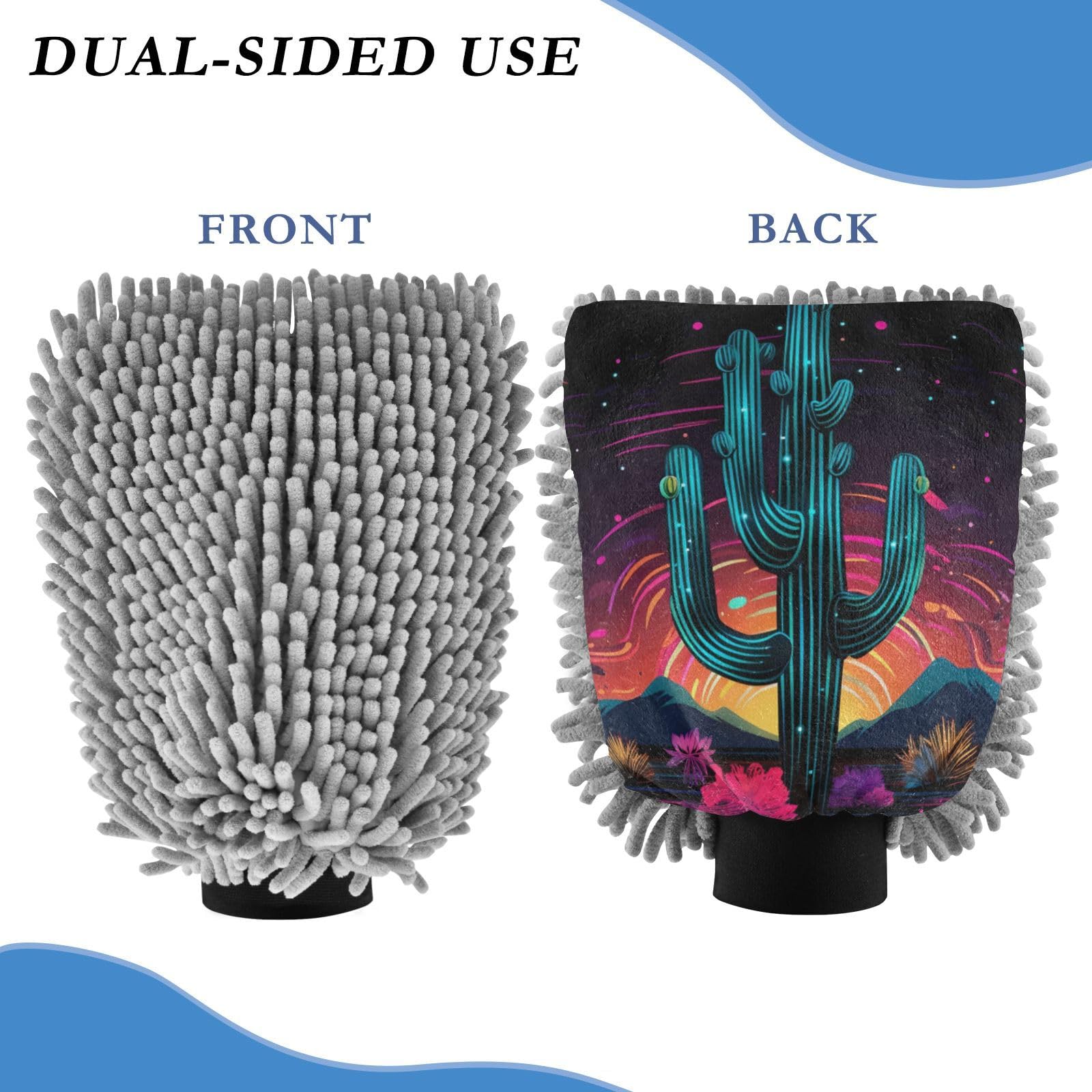 IOACIY Absorbent Microfiber Car Wash Drying Mitts, 2 Pack, Scratch-Free & Lint-Free, Rich Foam, Highly Absorbent, Double Sided, Wash Mitt Perfect for Car Washing, L, Flower (24)