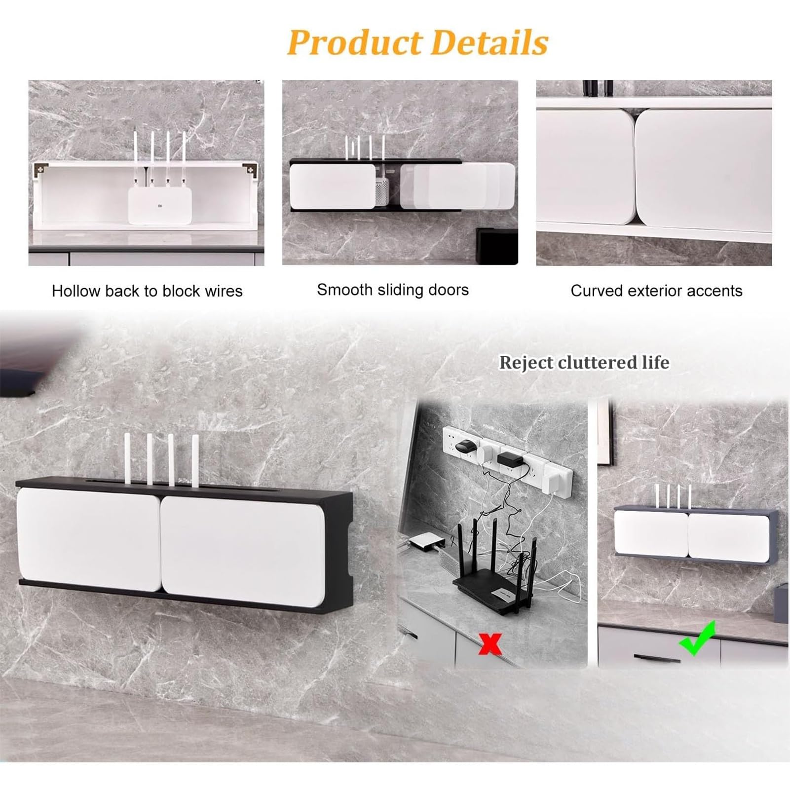Mueble de Madera for Router WiFi, Caja de Almacenamiento Para Enrutador de Pared, Estante for Módem, Organizador de Cables, Puerta Corredera Tradicional(Wit,80cm/31.5in)