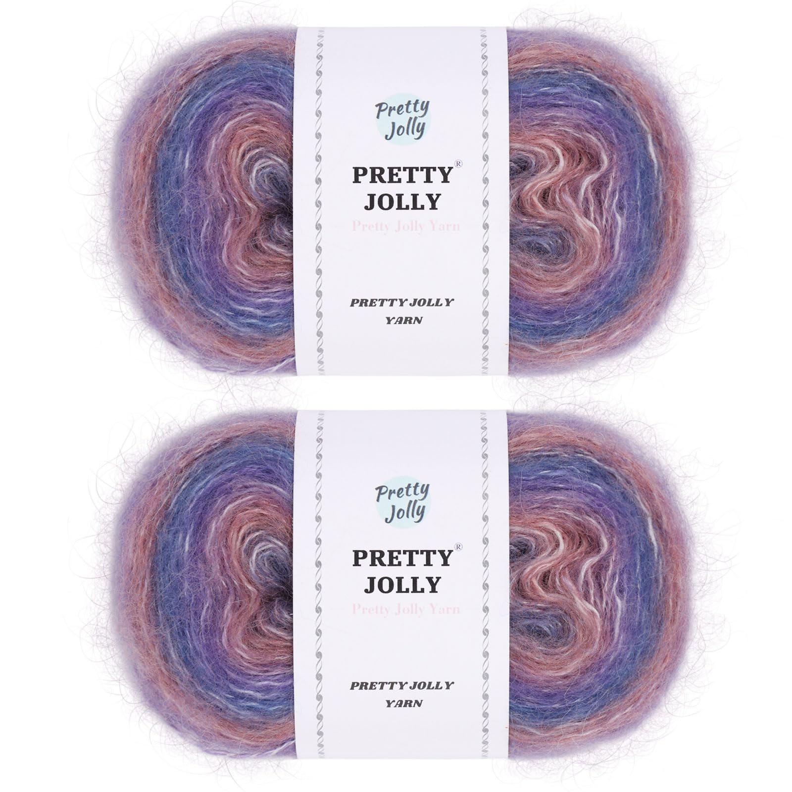 Hilo de mohair delgado PRETTY JOLLY morado, evita nudos en ganchillo