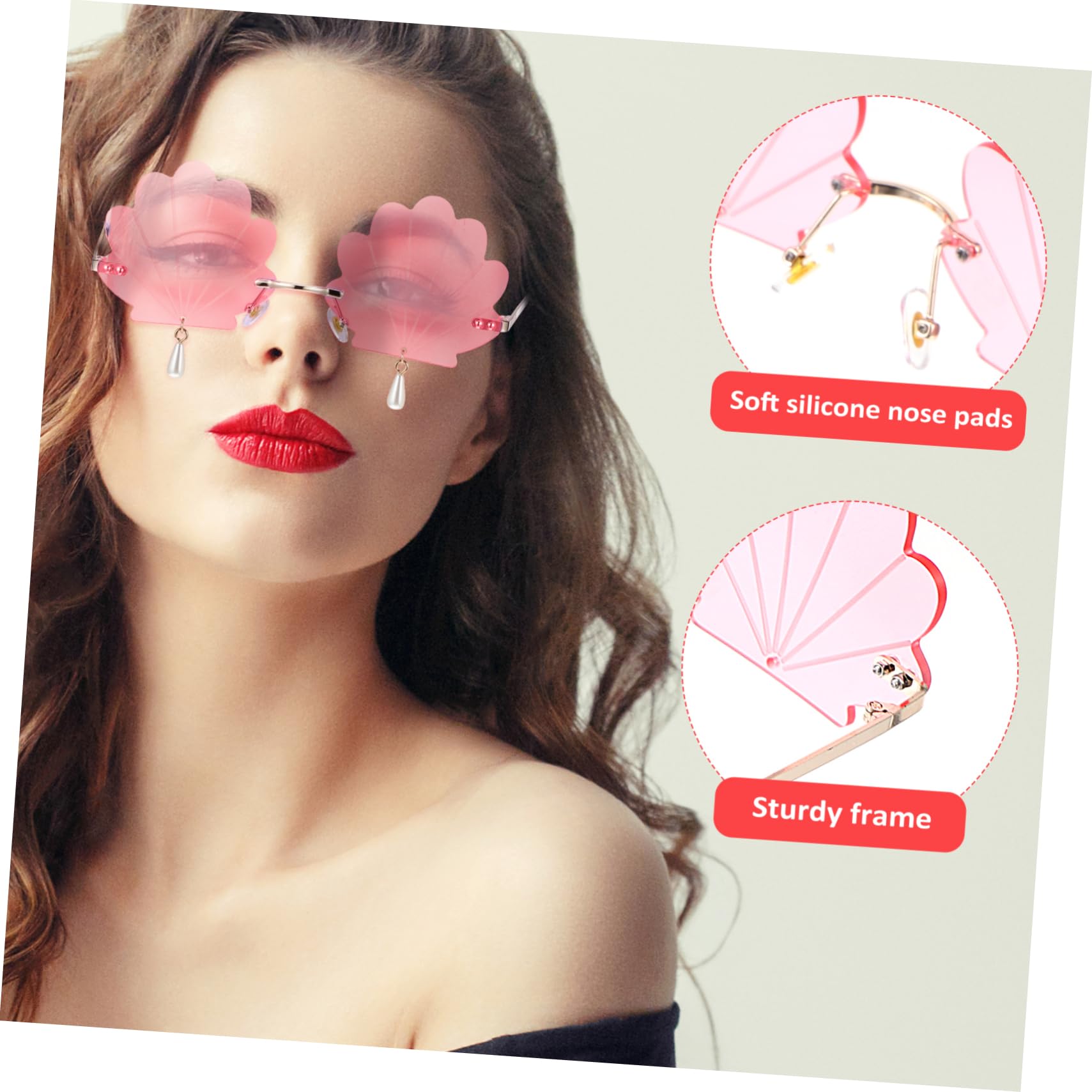 BESPORTBLE 6 Stk Muschel- -brille Partybrillen Rave-brille Party-requisiten Partybrille Für Erwachsene Shell-brille Kreative Brille Rahmenlose Brille Kind Hülse