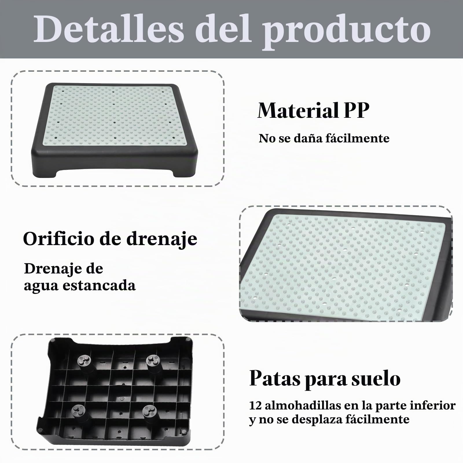 Taburete de Medio Paso Antideslizante, Taburete de Escalón para Exteriores, Soporta 200 kg, Escalera Antideslizante para Movilidad para Personas Mayores, para Jardín, Bañera, Negro Luminiscente