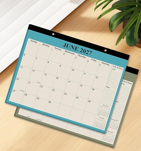 Miniatura 7 de Calendario de escritorio 2026-18 meses, de enero de 2026 a junio de 2027, calendario 2026-2027 con papel grueso para organización escolar en Beige