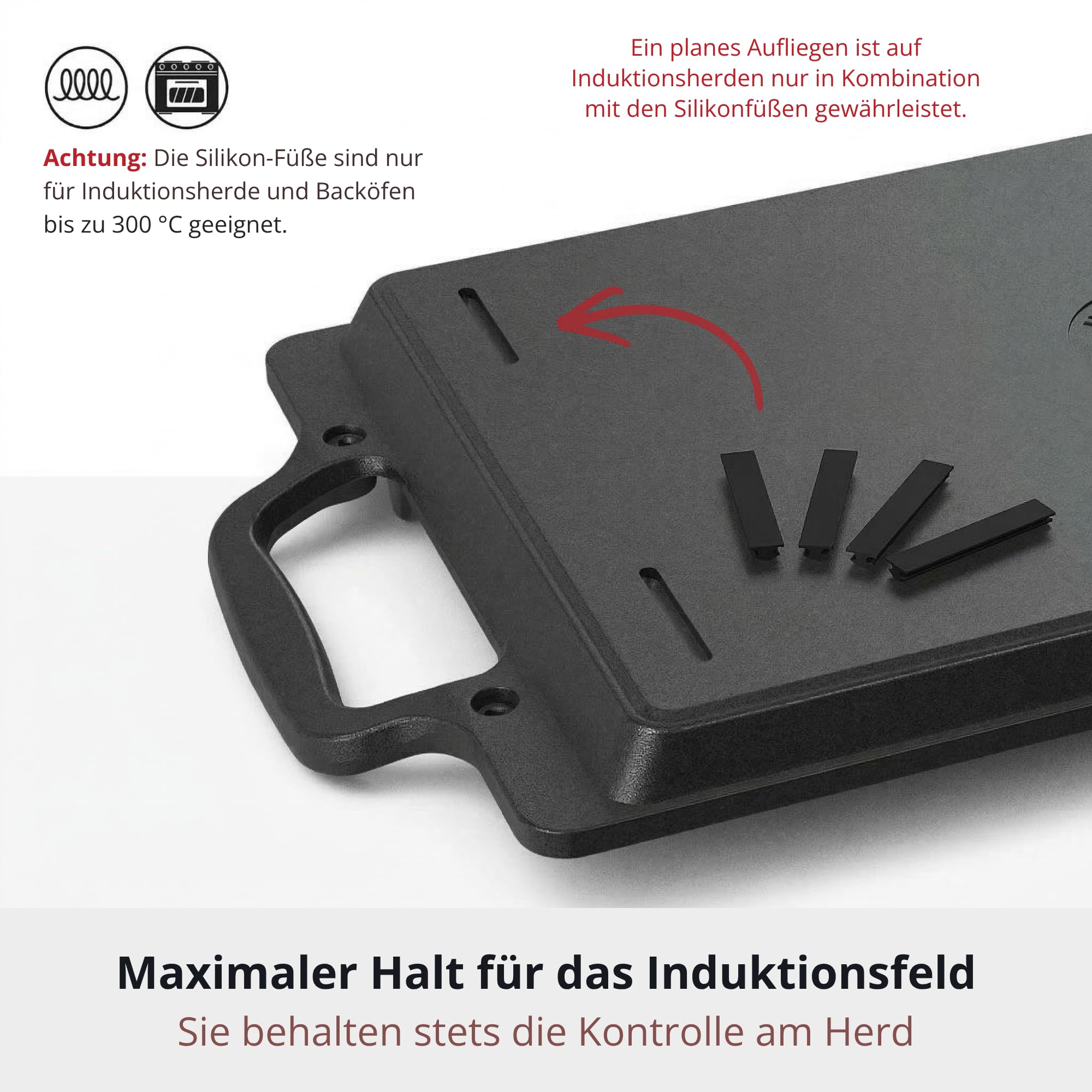 Lieblingspfanne Grillplatte BBQ 41x24 cm I mit Seitengriffen & 4-fach-Antihaftbeschichtung I aus Aluminium Guss für alle Herdarten inkl. Induktion & Gasgrill