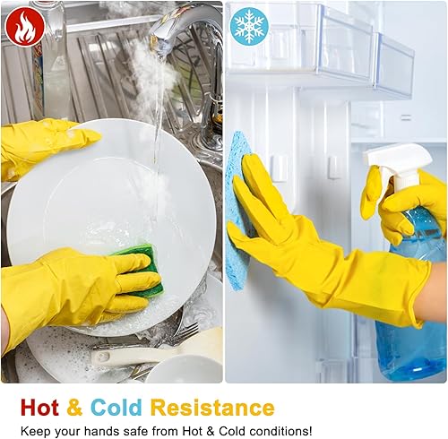Miniatura 6 de HOFASON 3 Pairs6 Pairs Rubber Gloves Cleaning, Waterproof Kitchen Gloves for Hand Protection