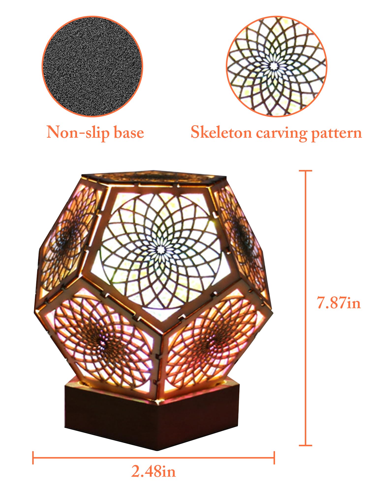 Starlight Projector Lamp,Boho Ambient Lighting Ceiling Projector Night Light, Wooden Colorful LED Lights for Bedroom Vintage Room Decor Aesthetic Unique Gifts for Christmas Halloween Birthdays: Pentagonal