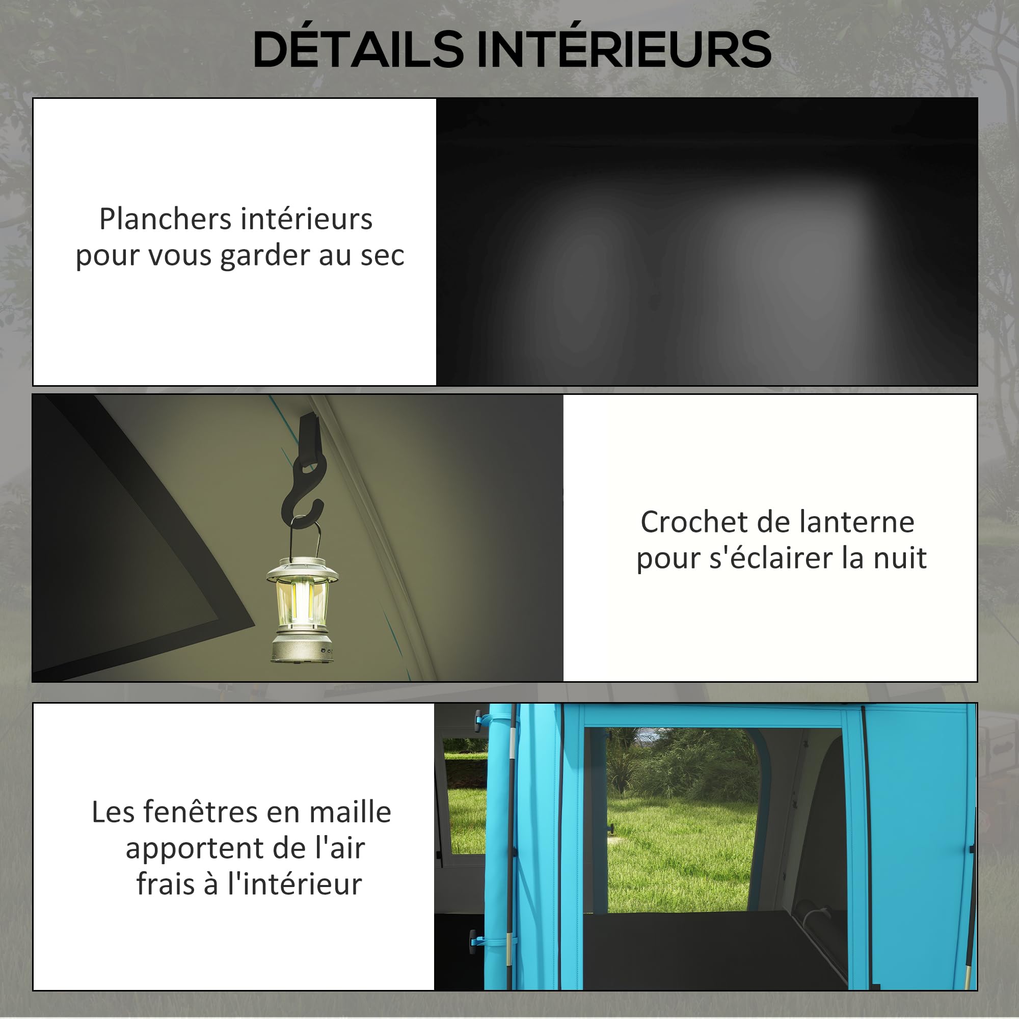 Outsunny Tente de Camping familiale pour 3-4 Personnes, Tente Tunnel avec 2 Chambres, 4 Portes et 4 fenêtres, Sac de Transport, imperméable, 460 x 220 x 175 cm, Bleu
