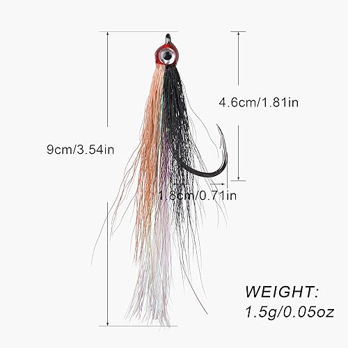 Miniatura 10 de Clouser Minnow - Señuelo de pesca con mosca, señuelo de pesca con mosca de agua salada, moscas de lubina a rayas de pesca con cola de buque