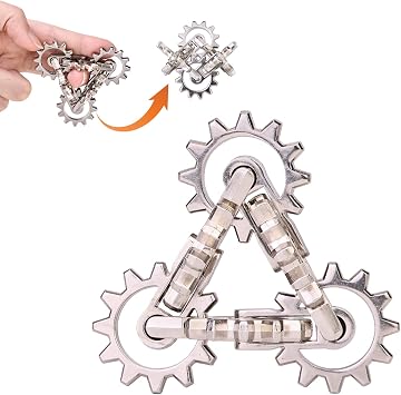 Infinity Gear Fidget Toy, Quiet Solid Metal Never Ending Fidget Toys, Keep Fingers/Hands Busy, Relieve Stress Anxiety, Unique Adults Fidget Toys for Office Home Gifts, Promotes Focus Avoid Bad Habits
