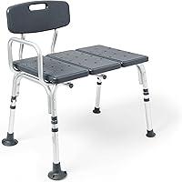 Medline Tub Transfer Bench with Microban Protection - Adjustable Shower Chair for Seniors, 350 lb Capacity, Gray