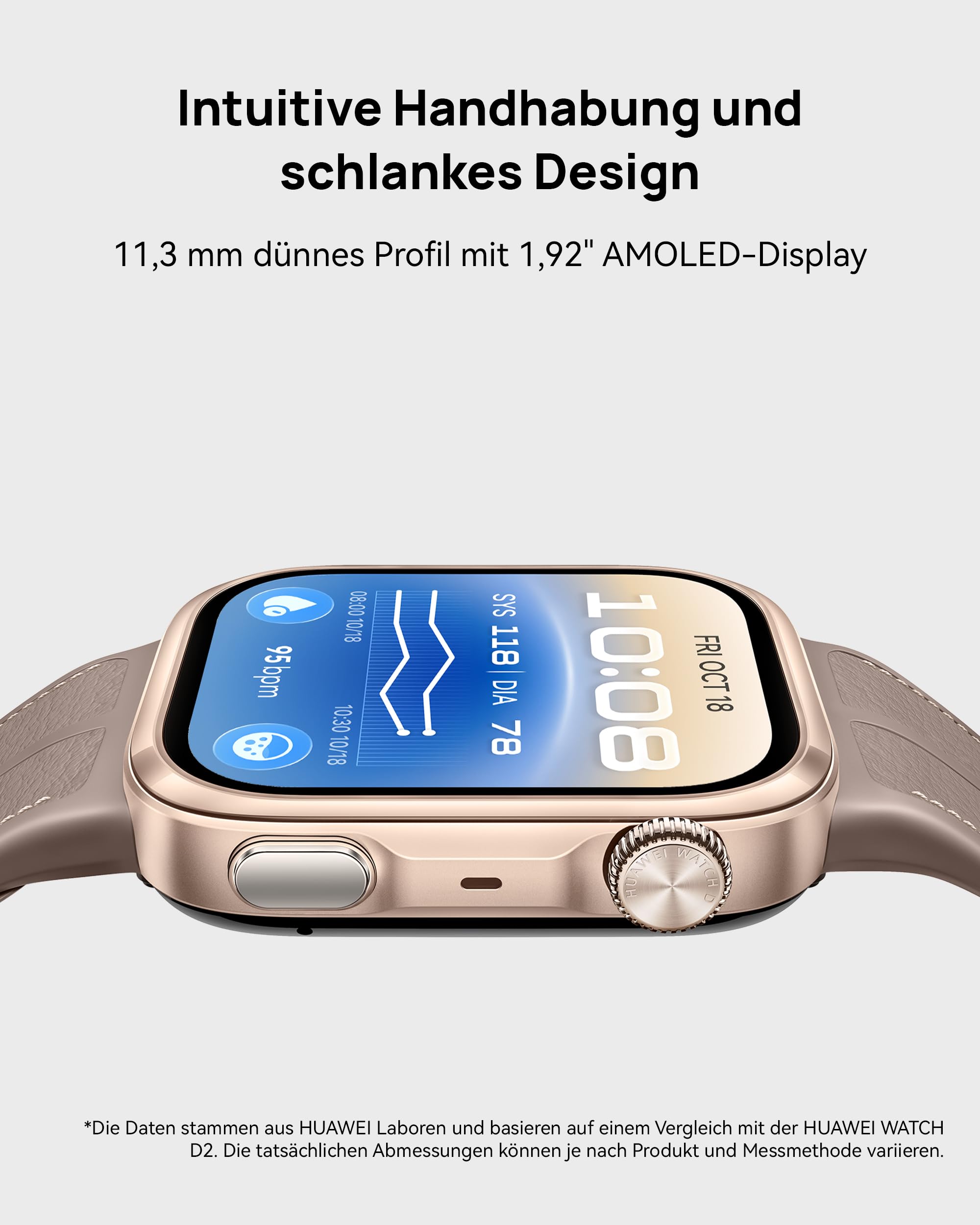 HUAWEI Watch D3 Smartwatch mit Blutdruckmessung, 11,3-mm-Profil, Schwarz