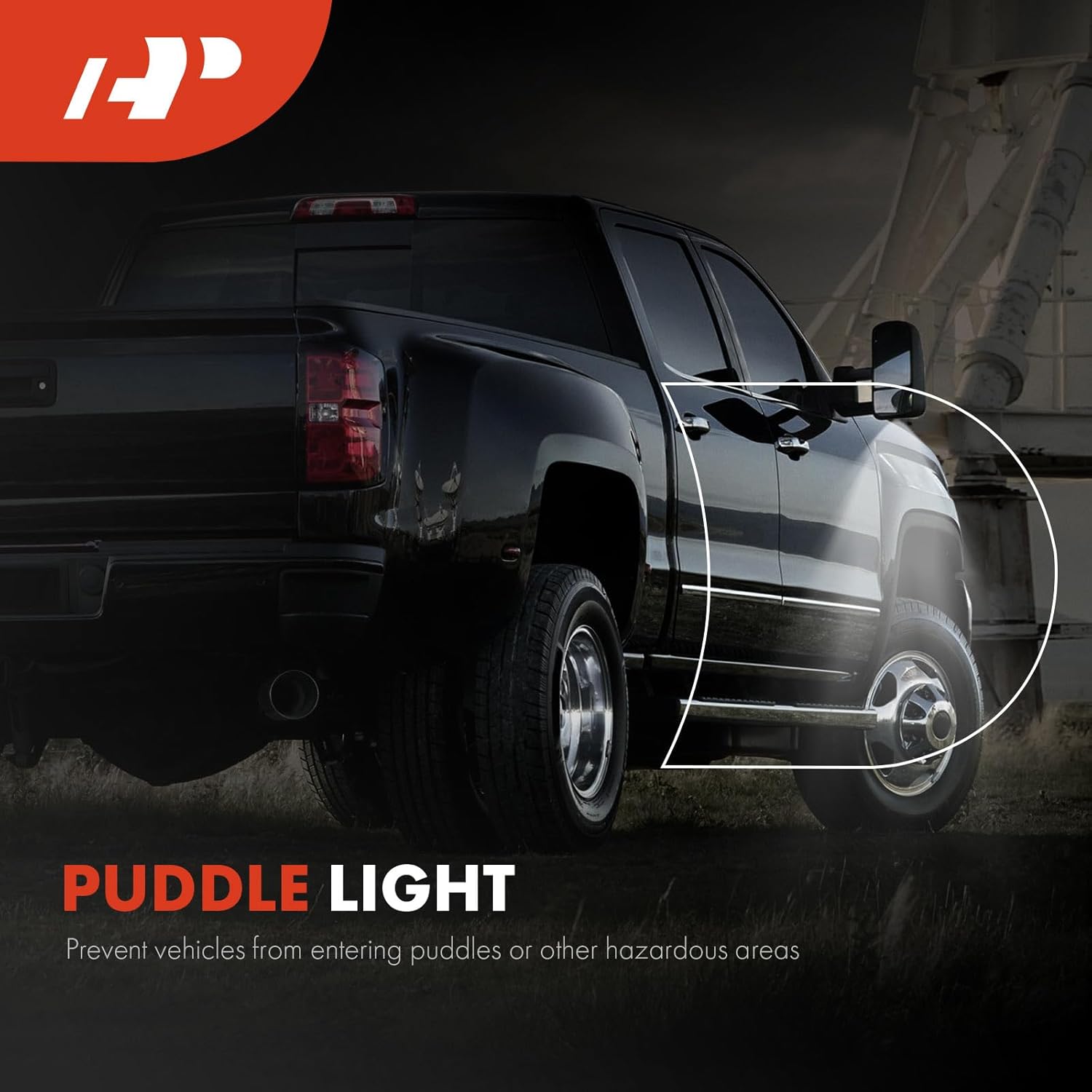 A-Premium Passenger & Driver Mirrors Compatible with Chevrolet & GMC Models - Silverado Sierra 1500 LD 2500 HD 3500 HD - Manual Folding Heated Black - with Power Glass Arrow Puddle Light - Pair Set