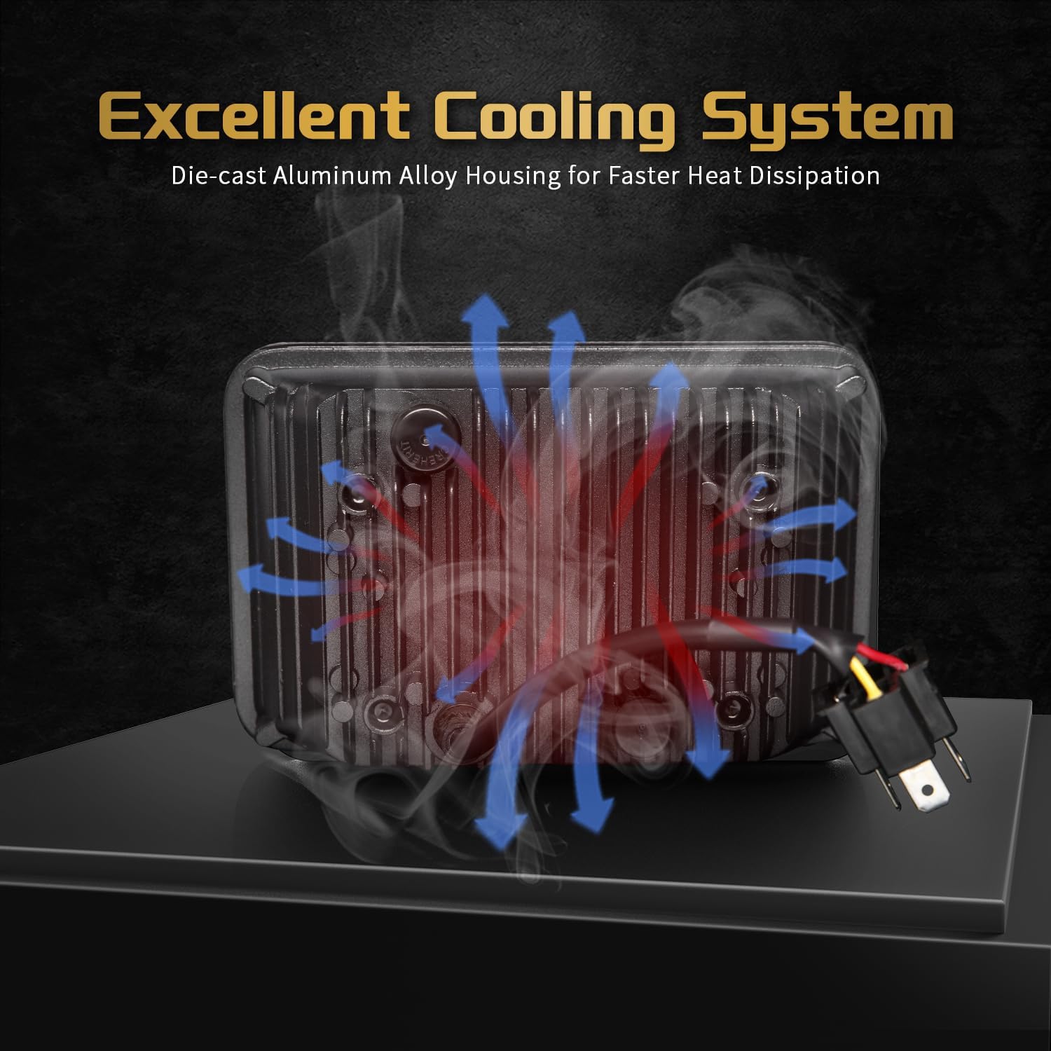 4x6 Inch LED Headlights 4 PCS Headlight Replacement H4651 H4652 H4656 H4666 H6545 Compatible with Peterbilt Kenworth Freightliner Ford Probe Oldsmobile Cutlass (Black)