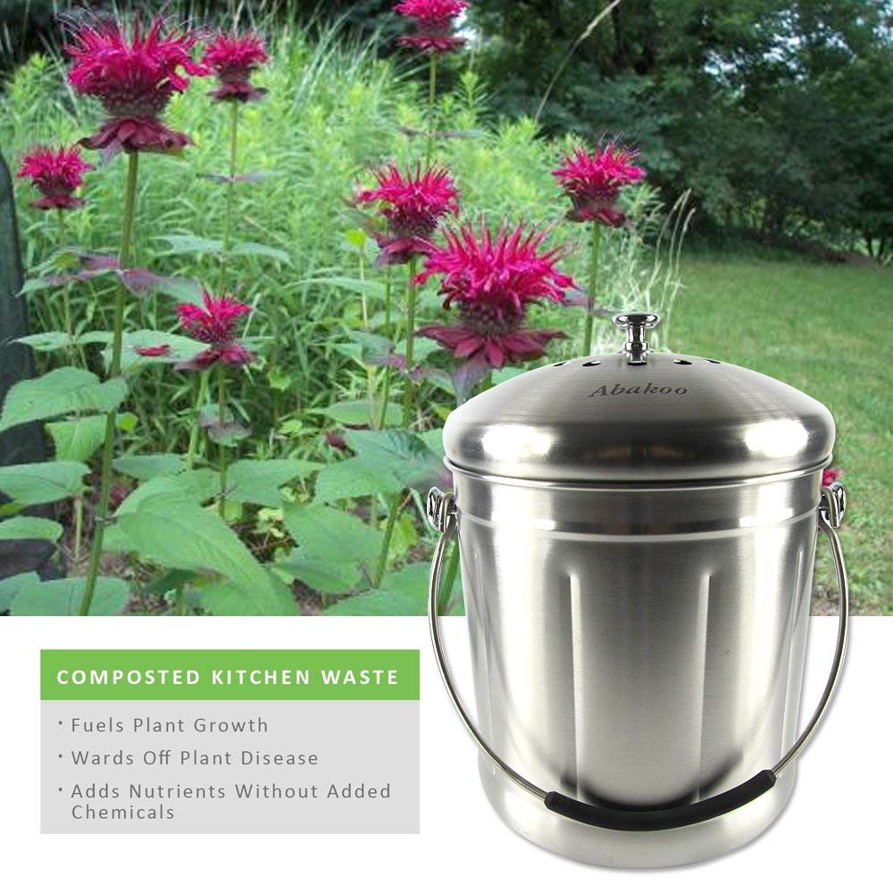 Abakoo 1.8 Gallon Compost Bin 304 Stainless Steel Kitchen Composter
