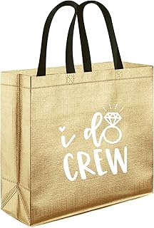CUTERUI GIFTED 1 pcs Champagne I Do Crew Non-Woven Gift Bag for Bridesmaid Gifts,Bachelorette Party Favors