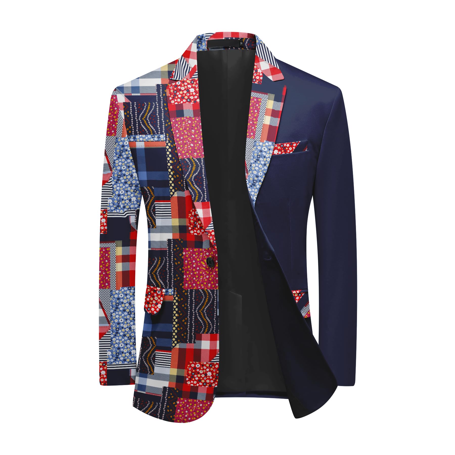 YFFUSHI Blazer Homme à Imprimé Patchwork Slim Fit pour Mariage Soirée | Veste de Costume, Motif Floral, 1 Bouton, Revers Crantés, Loisir, Élégant, Style Sophistiqué