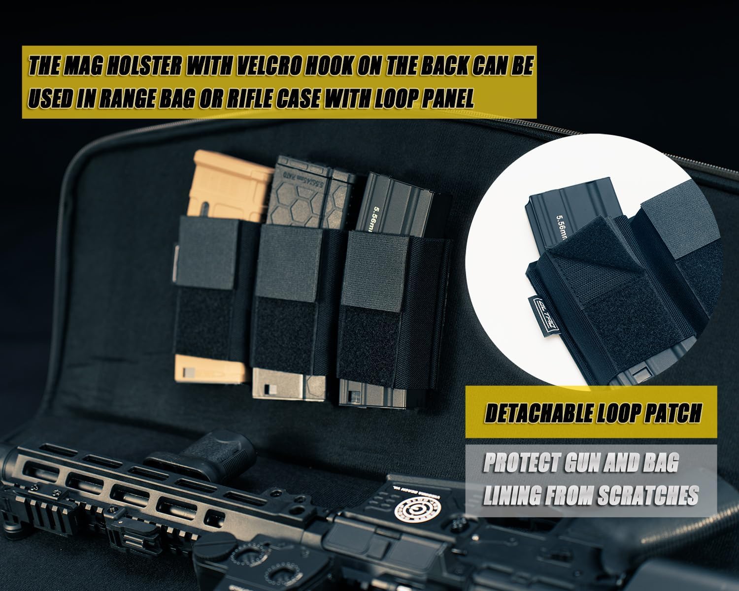 Magazine Holder Insert Pouch Elastic Holster for 5.56/5.45/7.62/9mm/.45 SMG Mag with Hook & Loop Fastener for Tactical Chest Rig Range Bag Gun Safe Door Organizer - Image 3