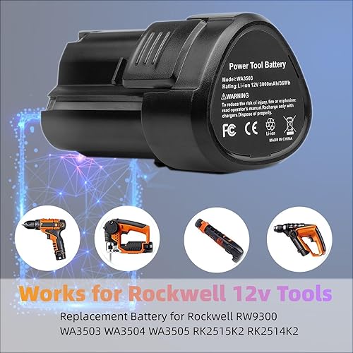Miniatura 3 de ARyee Batería de repuesto de 12V 3000mAh para Rockwell RW9300 WA3503 WA3504 WA3505 RK2515K2 RK2514K2 Batería de alimentación inalámbrica de litio (2)