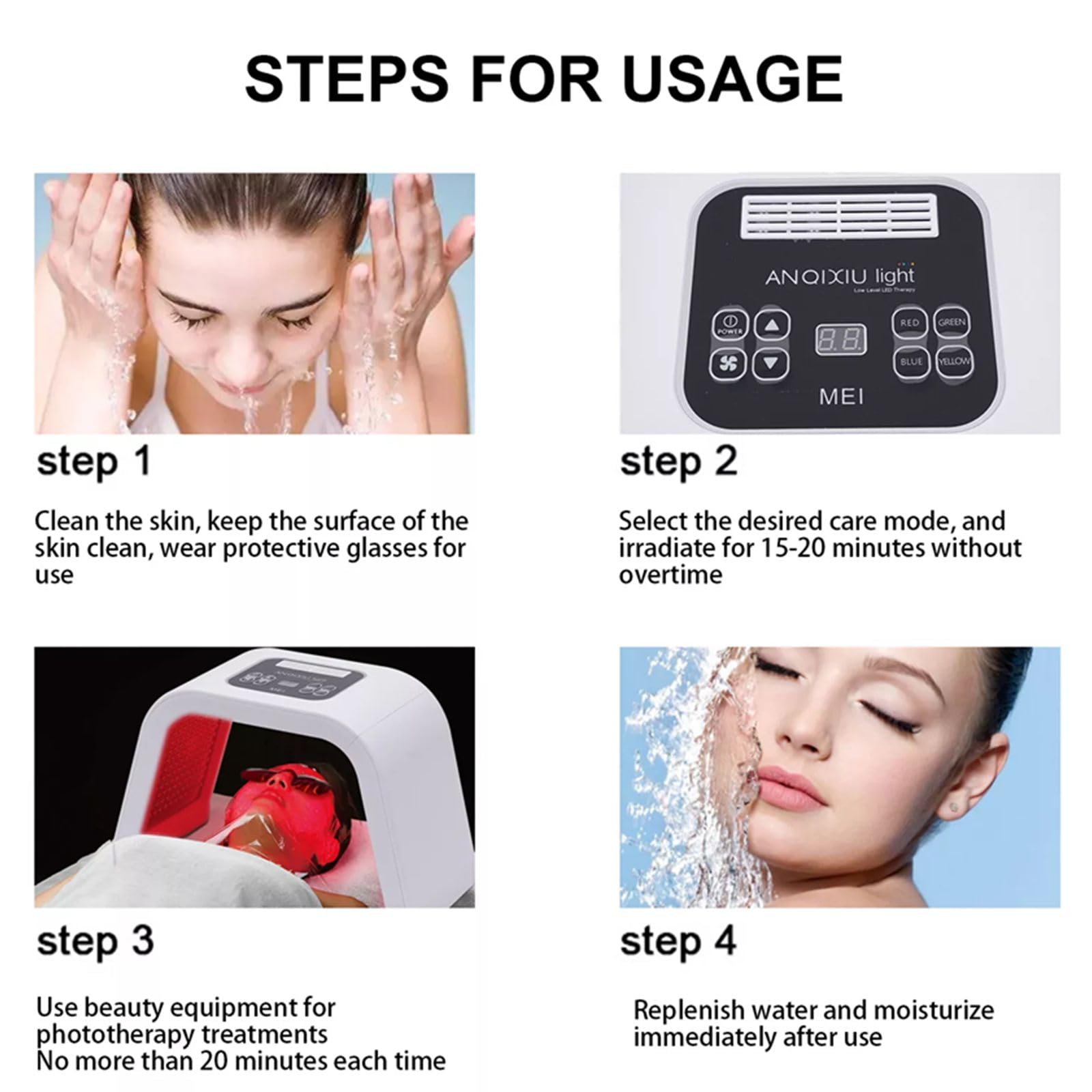 7 colori LED Photon Terapia – Lampada di bellezza per maschera facciale, ringiovanimento della pelle, trattamento dell'acne, anti-invecchiamento, elasticità della pelle e ingrandimento dei pori