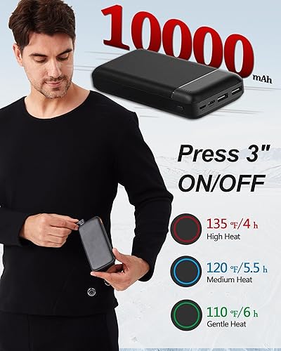 Miniatura 2 de Conjunto de ropa interior térmica térmica eléctrica para hombre, ropa interior deportiva de invierno al aire libre con batería y caja