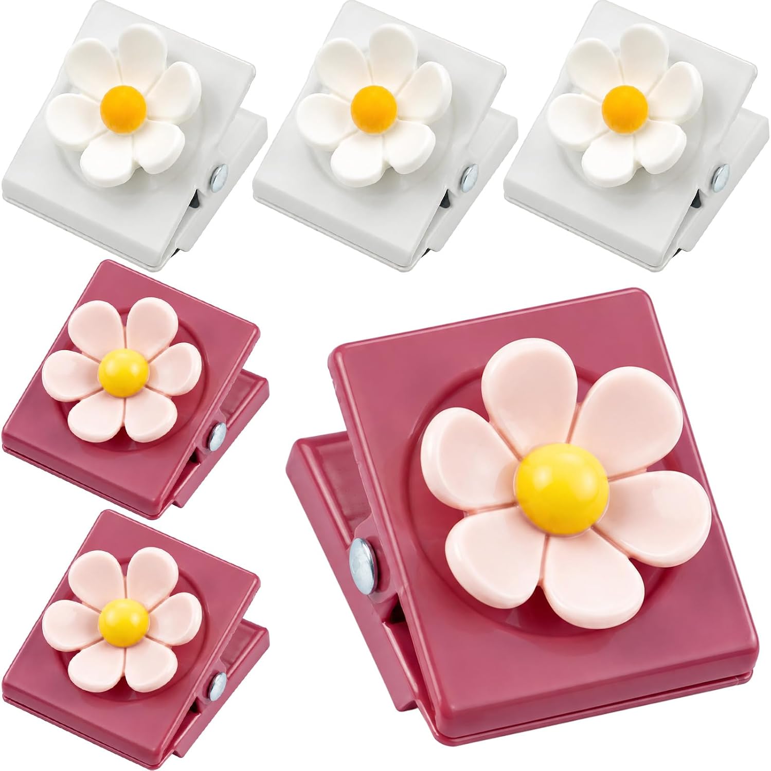 8 Pack Flower Magnetic Clips, Strong Fridge Magnets for Whiteboard Locker