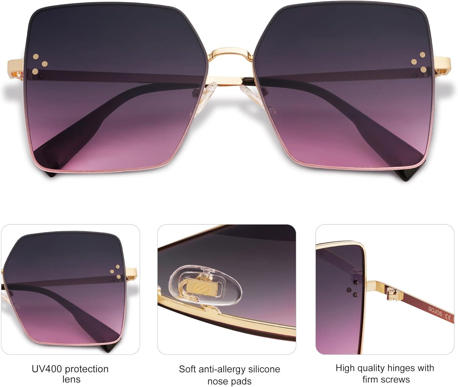 SOJOS Trendy Square Sunglasses Womens Big Oversized Designer Style UV Protection Sunnies Shades Lunettes de Soleil SJ1170 - Image 4