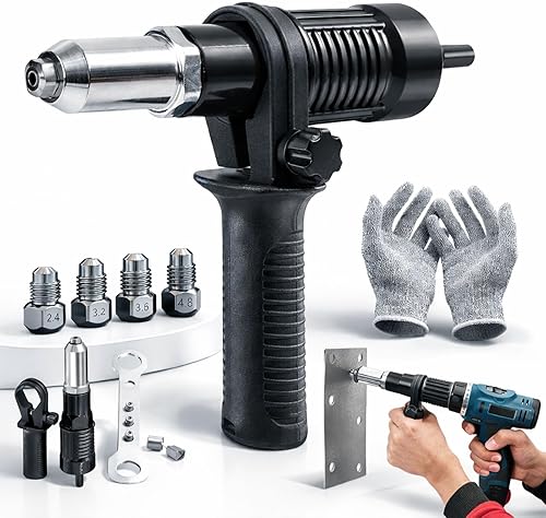 Kit de adaptador de pistola remachadora eléctrica profesional, adaptador de pistola remachadora eléctrica de grado profesional con mango extraíble,
