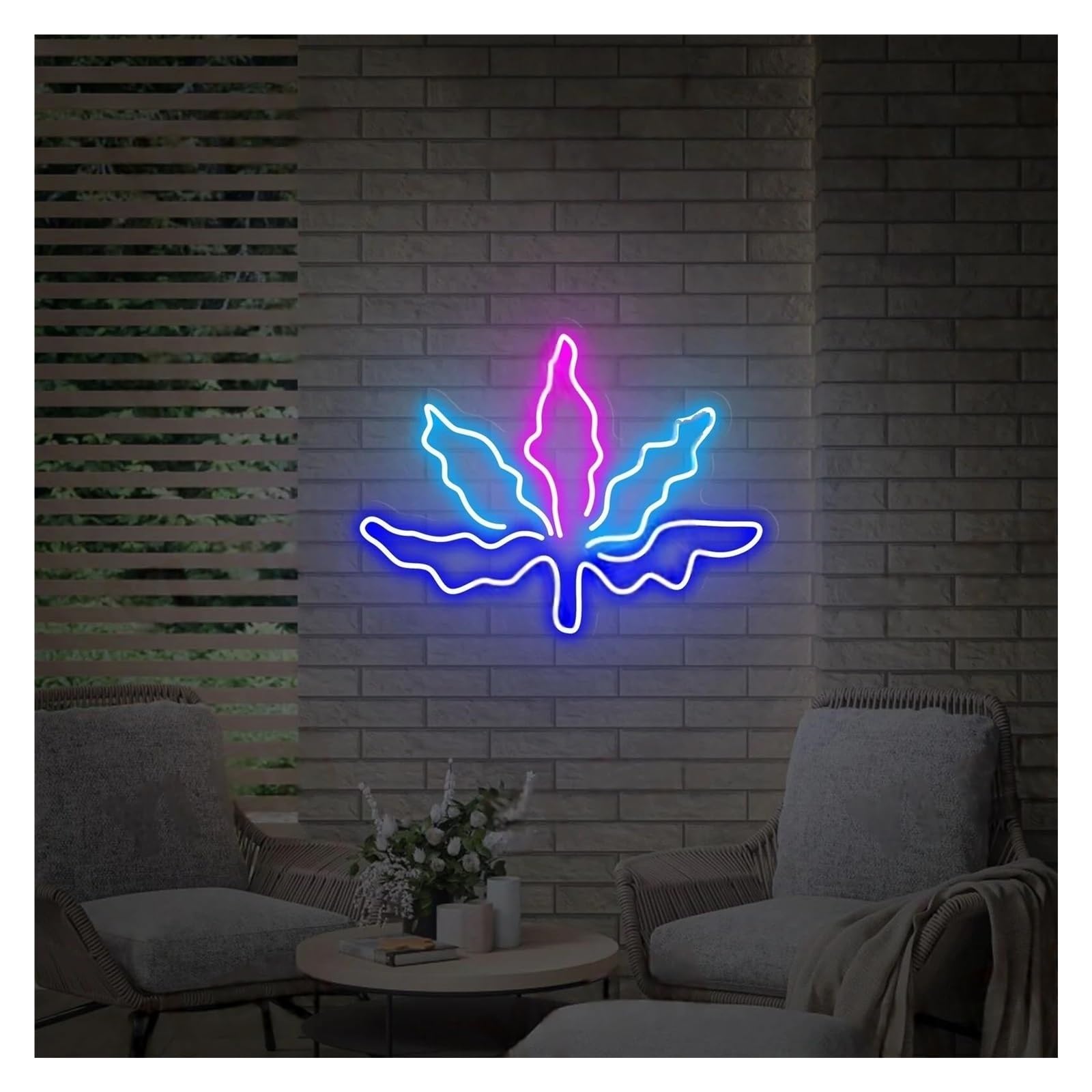 LEMST Signs Lamp Needle Leaf Neon Signs USB Powered, Adjustable Brightness Neon Lights Leaf Suitable for Bistro Party Decor Commercial Light(C,55cm)