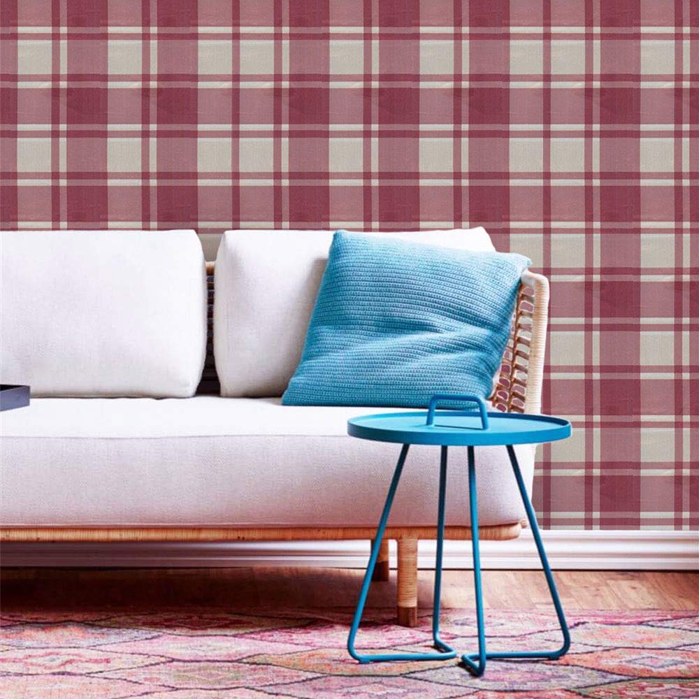 LZH-LPSelf-Adhesive Wallpaper Paper for Wall Modern Vinyl Wallpaper Peel & Stick Wallpaper Art Design Light Brown Gray Square Stitching Wallpaper for Wall Decal,17.7"×118"