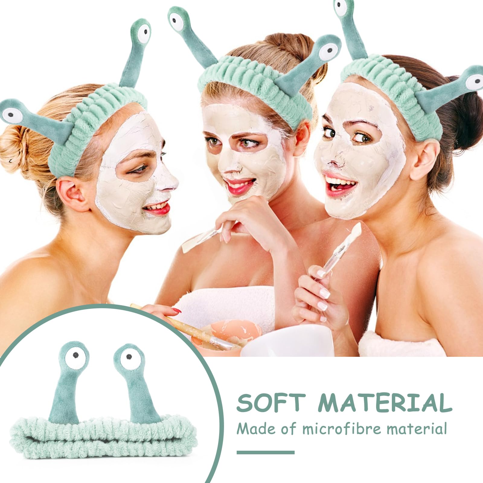 Sibba Cerchietto per capelli a forma di lumaca per il viso, fasce per capelli per spa, trucco, carino, cartone animato, in pile corallo, fascia elastica per capelli, accessorio creativo per lavare il