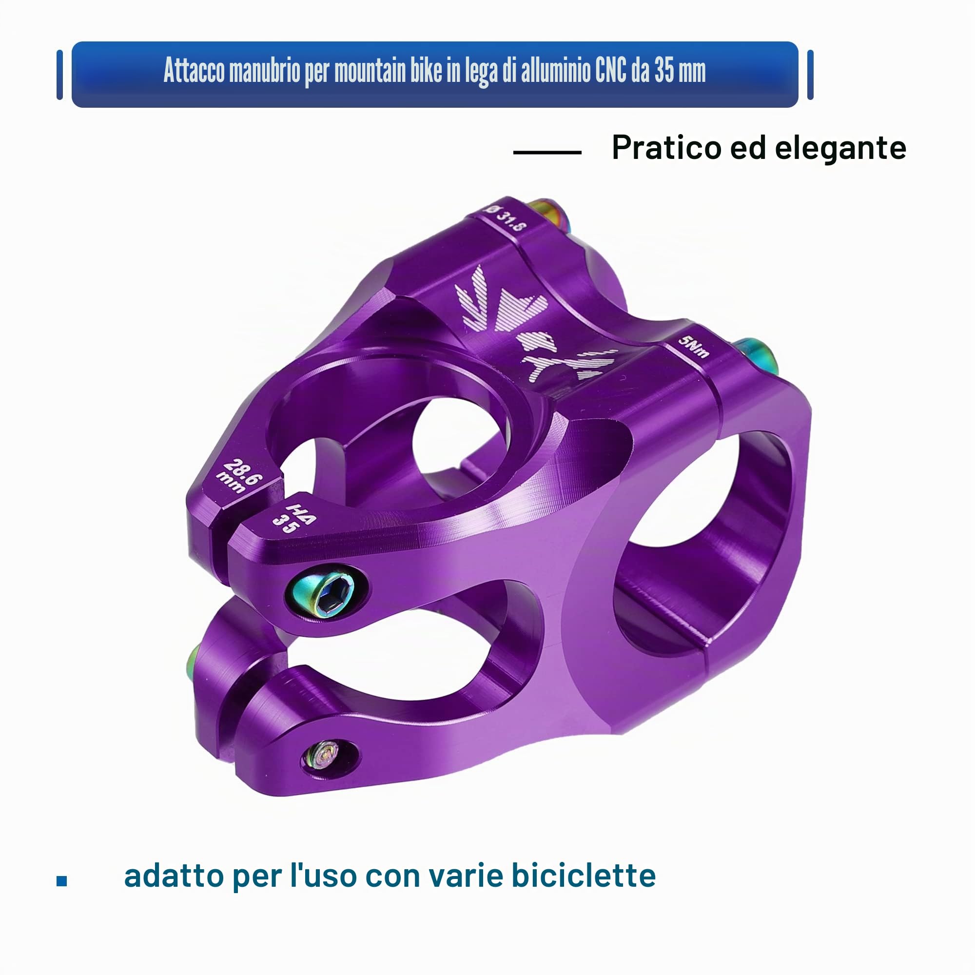 X AUTOHAUX CNC Lega di Alluminio 35mm Mountain Bike STEM per la Maggior Parte della Bicicletta Strada Bike Mountain Bike Ciclismo Accessori Manubrio