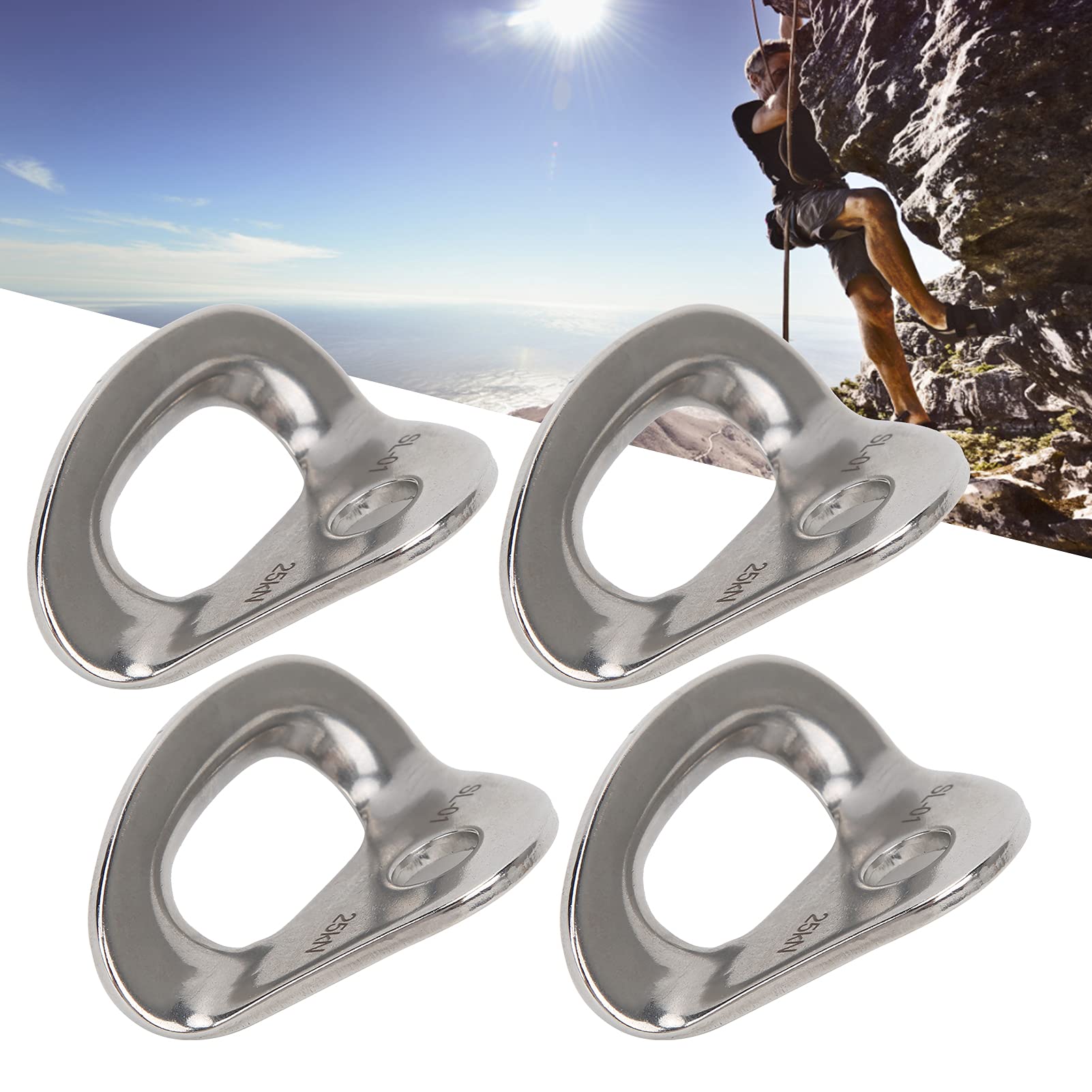 GOTOTOP 4 Pcs Climbing Hanger Rock Climbing Anchor Stainless Steel 25KN Bearing Capacity with Vibrated Polish for Rappelling Rescue Engineering