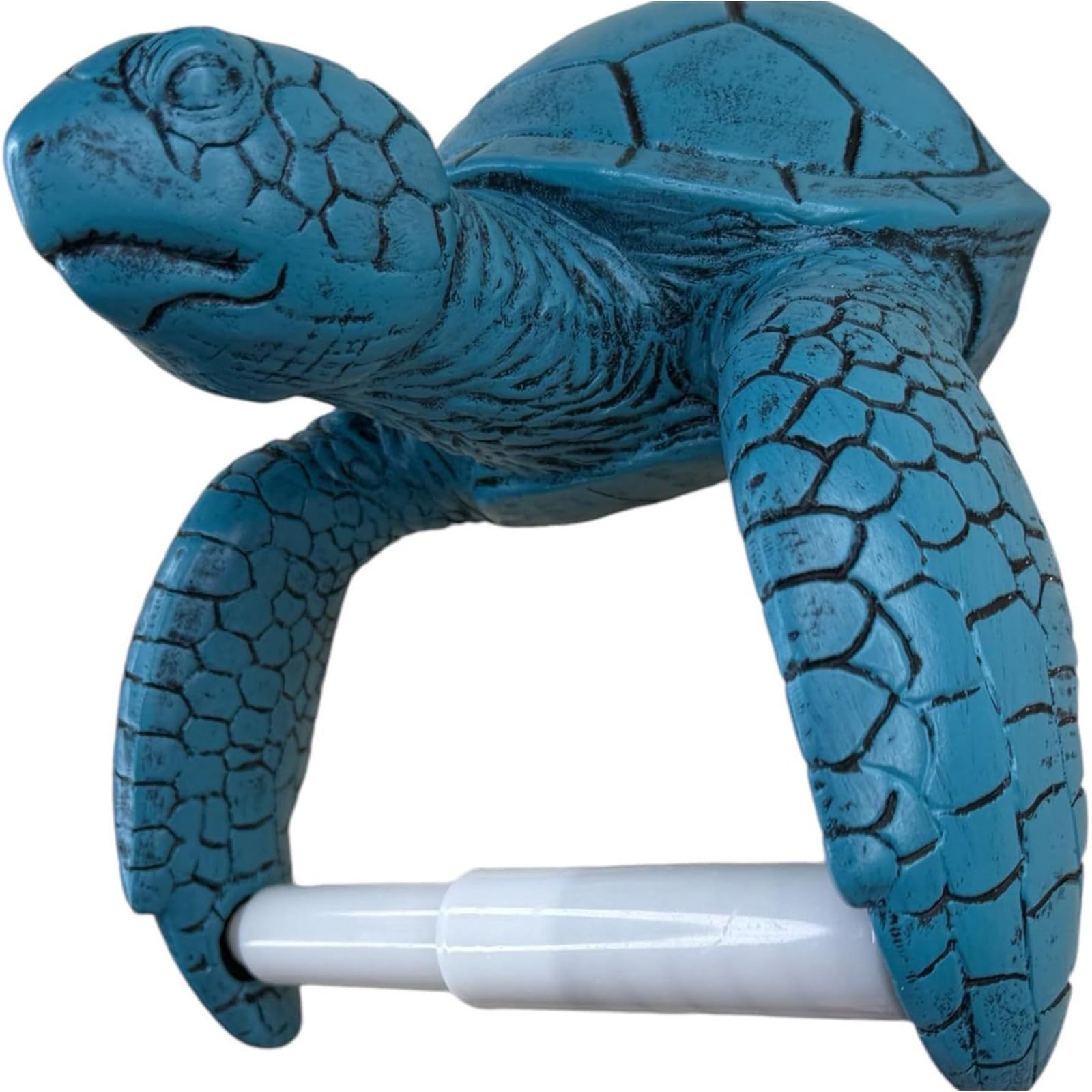 Bathroom Tissue Roll Holder Wall Mounted in Resin with Sea Turtle Accent for Bathroom Wall Storage and Decorative Single Roll Access Tissue Organizer Turtle Rack Sea Holder Single Decor Counter Saving