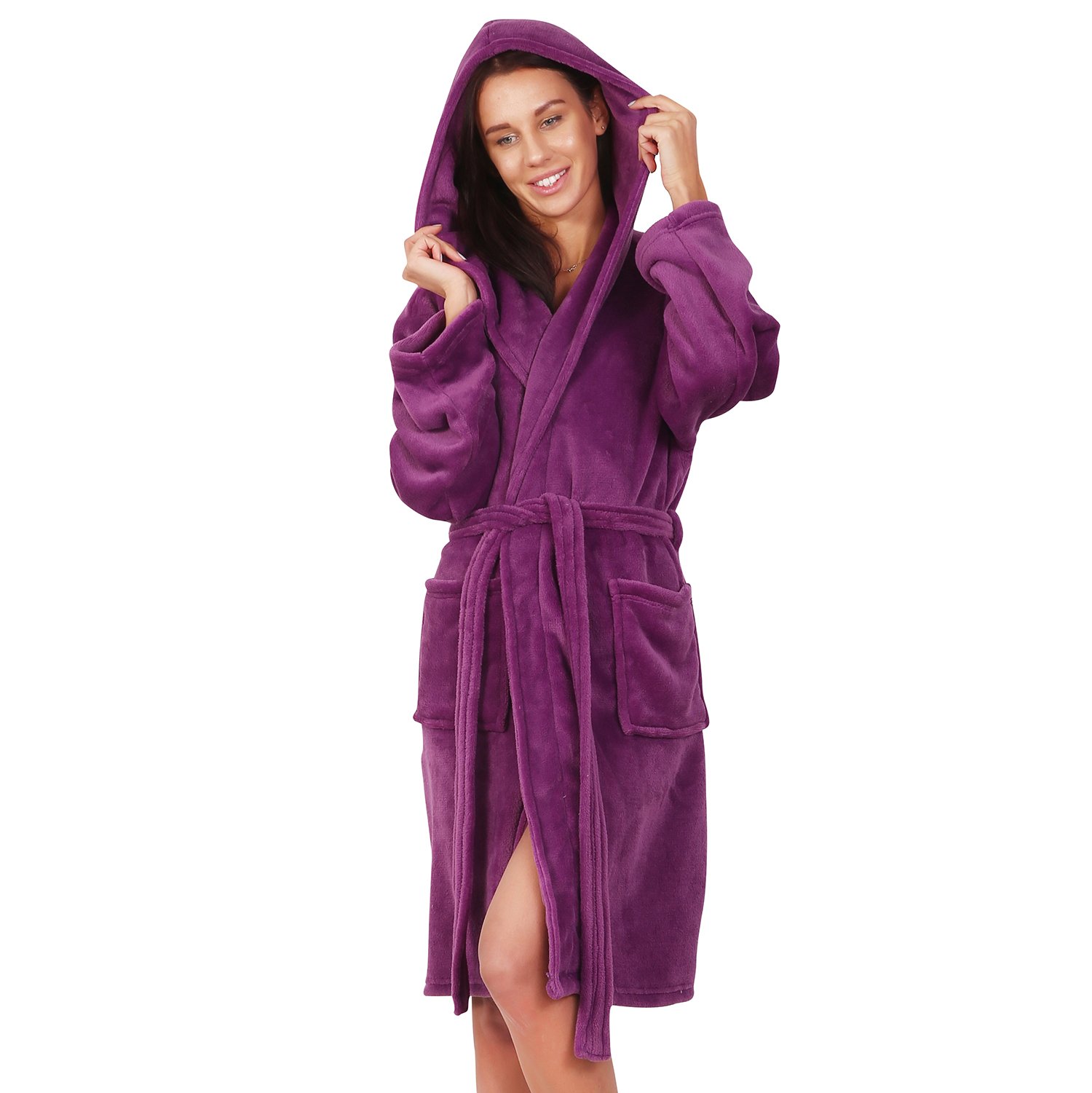 DecoKing Szlafrok z kapturem krótki damski męski unisex mikrofibra miękki lekki Robby