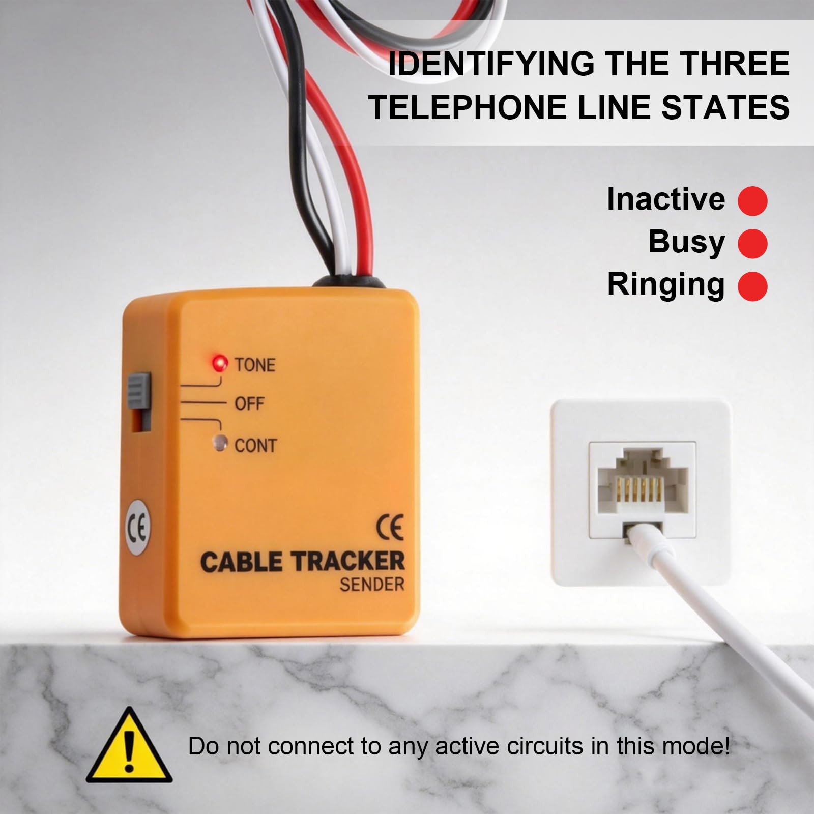 Tracker kablowy, baterie nie wchodzą w zakres dostawy, RJ11 tracer kablowy, antyzakłóceniowy, wielofunkcyjny, regulowana głośność, tester sieci z generatorem dźwięku i zestawem próbnym do wyszukiwania