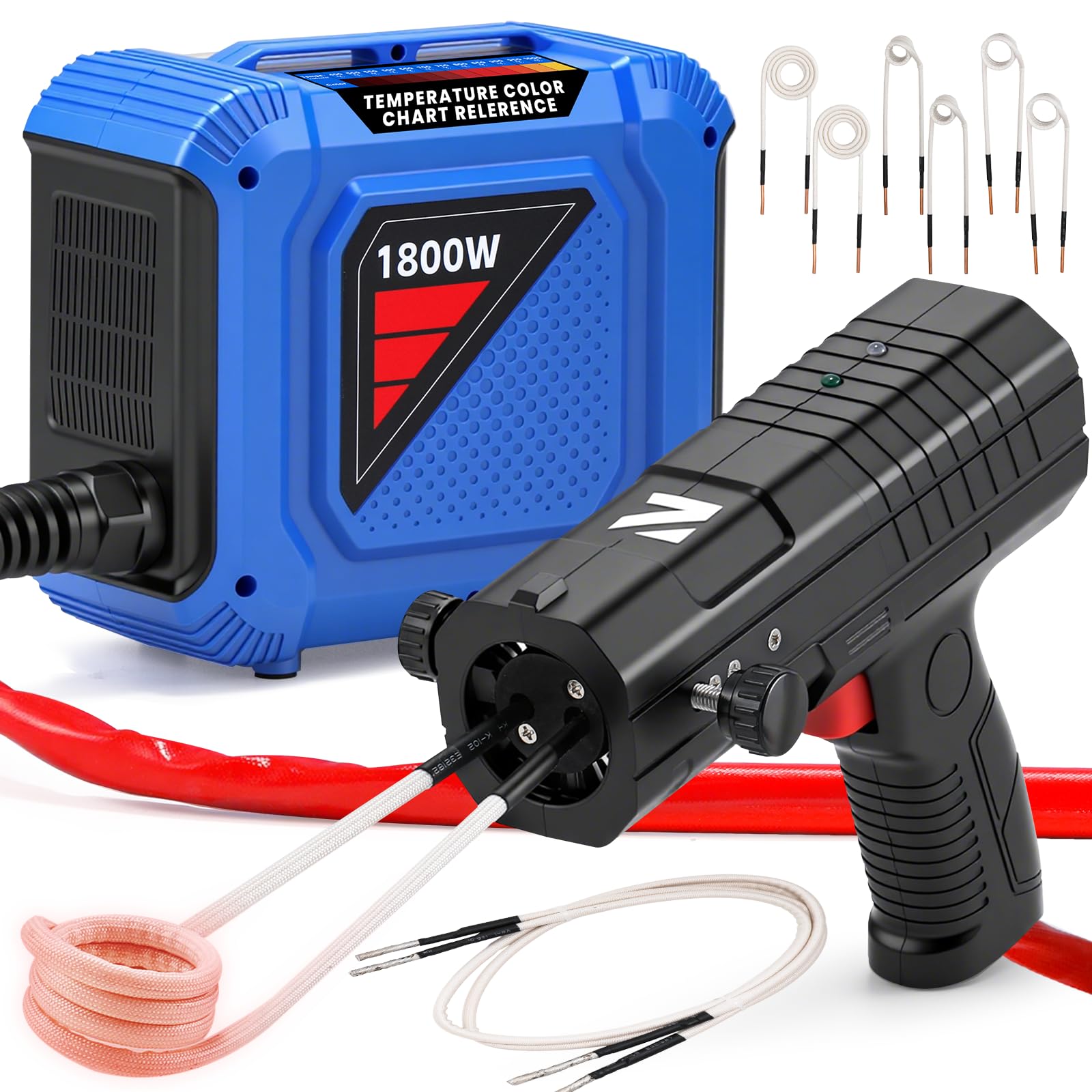 NEWTRY Magnetinduktionsheizgerät-Set 1800W 8 Spulen Bolzenlöser Rost Auto | Leistungsstark, flammenlos, rostige Muttern, Schrauben, Bolzen entfernen, langlebig, für Kfz-Werkstatt, hohe Effizienz, 220V
