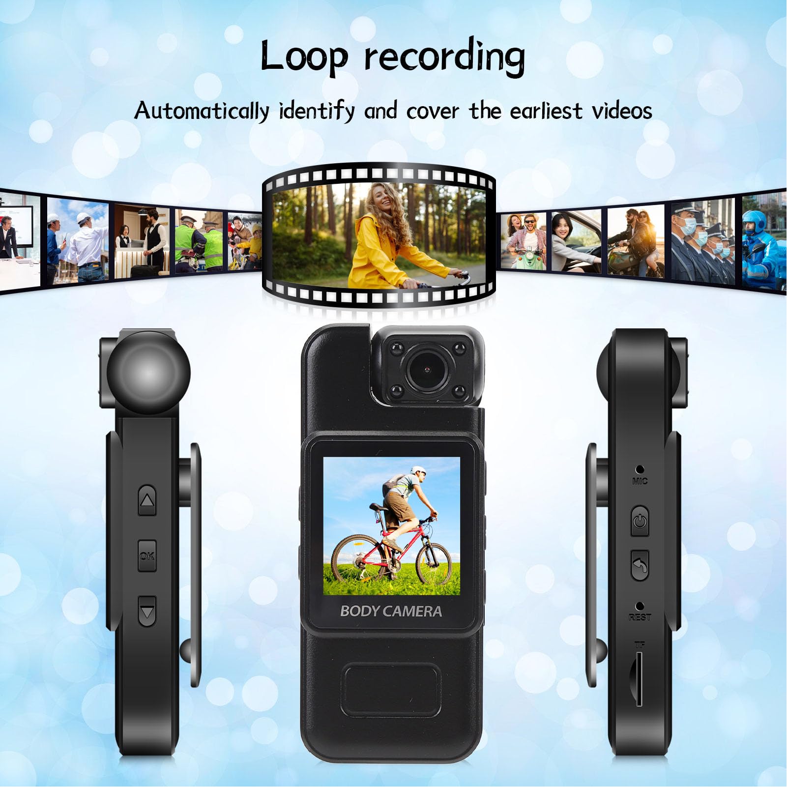 LICAEVEY Mini Cámara Corporal 4K HD con Lente Giratoria de 180 Grados, Grabadora de Vídeo de Bolsillo con Clip Trasero y Pantalla de 1,3 Pulgadas para Seguridad, Registros de Trabajo,